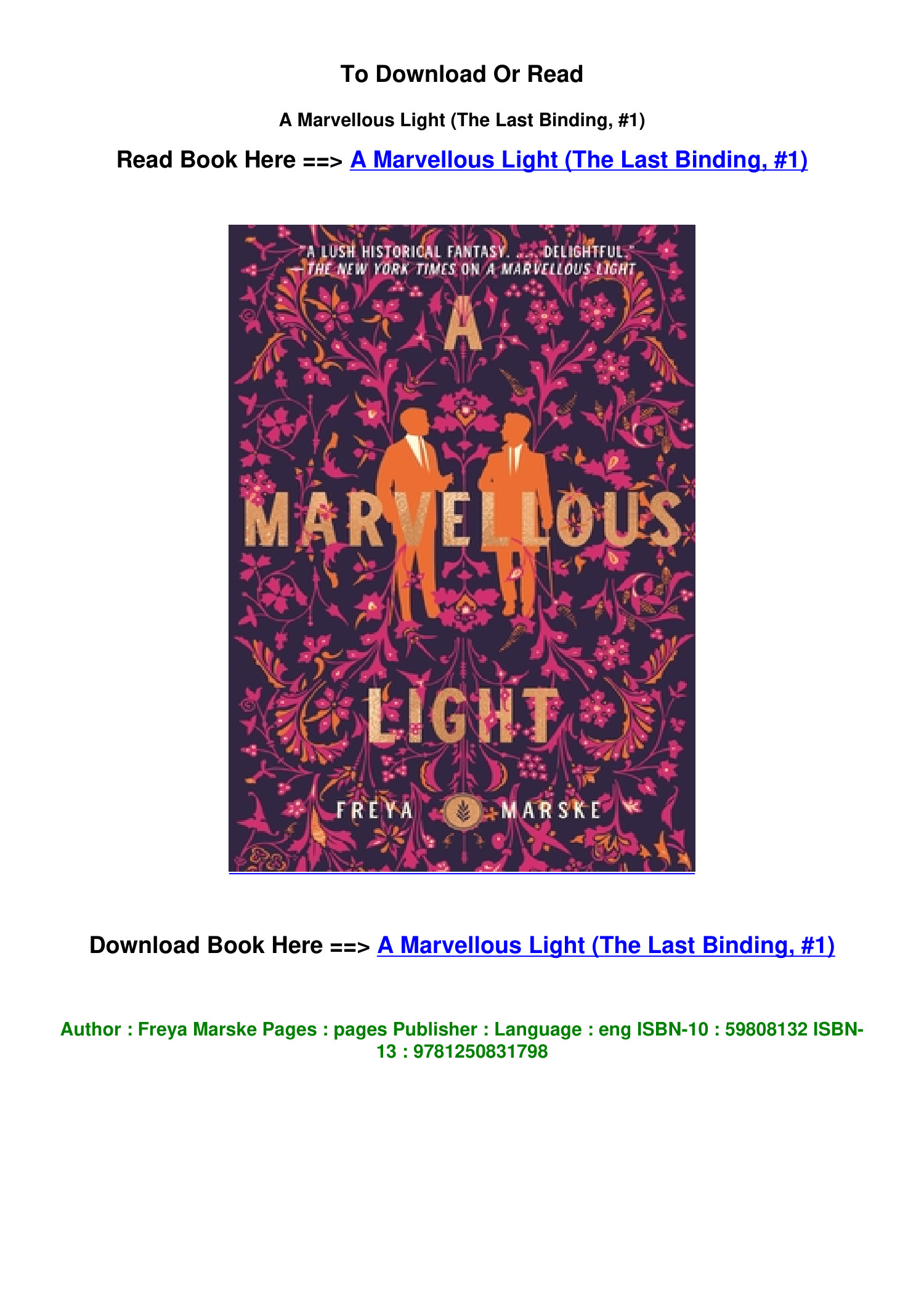 a marvelous light freya marske pdf