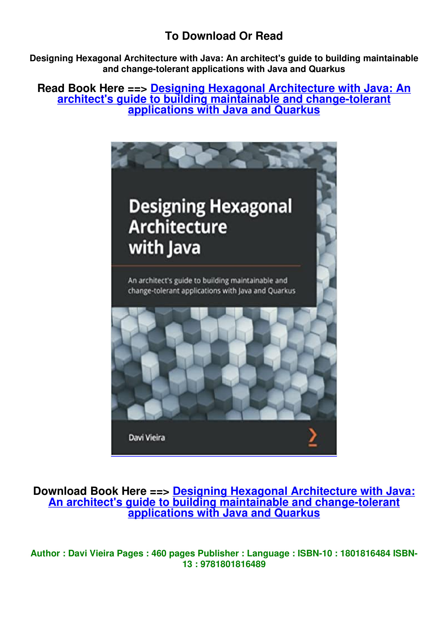 Download Pdf Designing Hexagonal Architecture With Java An Architect S ...