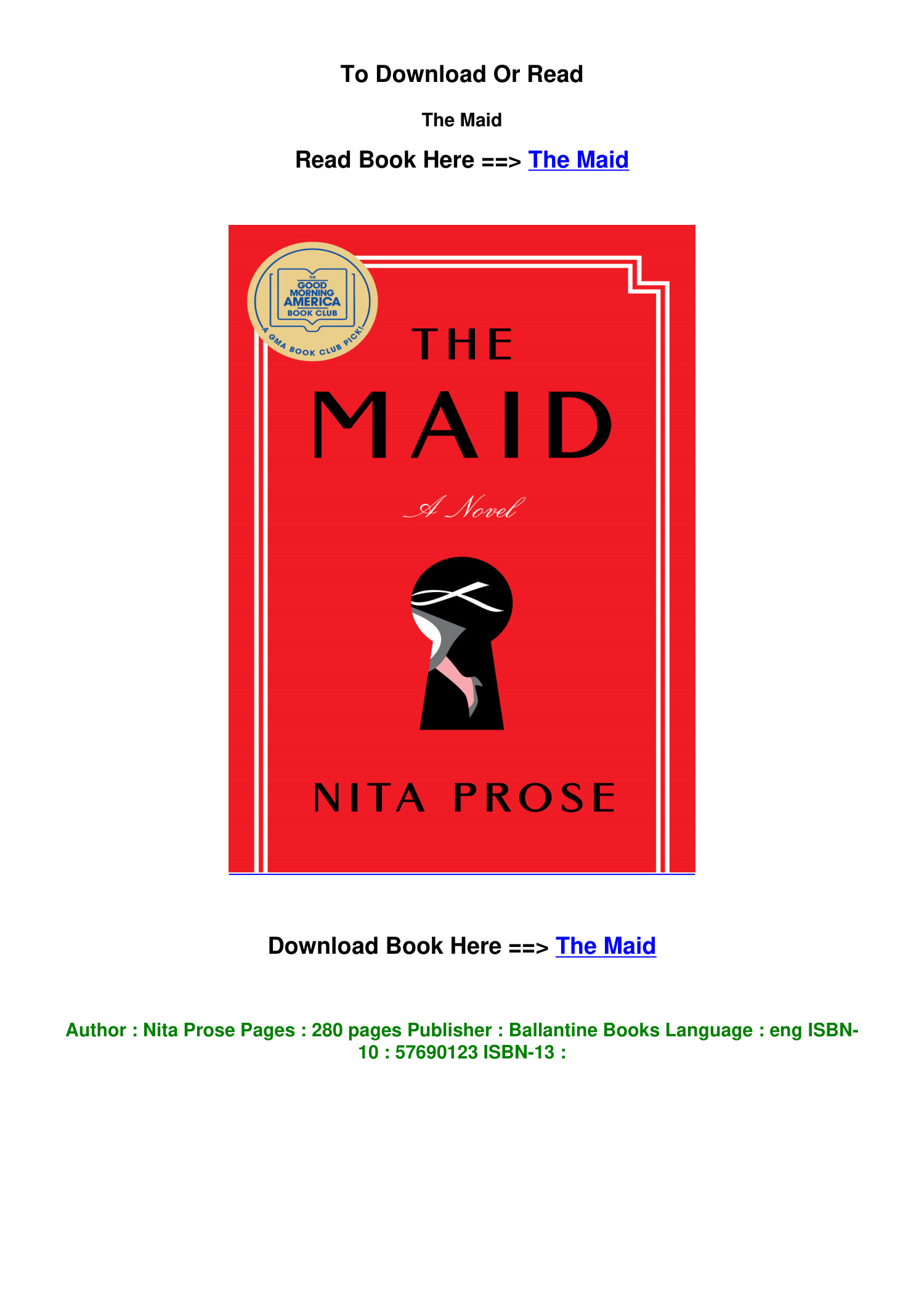 PDF DOWNLOAD The Maid By Nita Prose.pdf | DocDroid