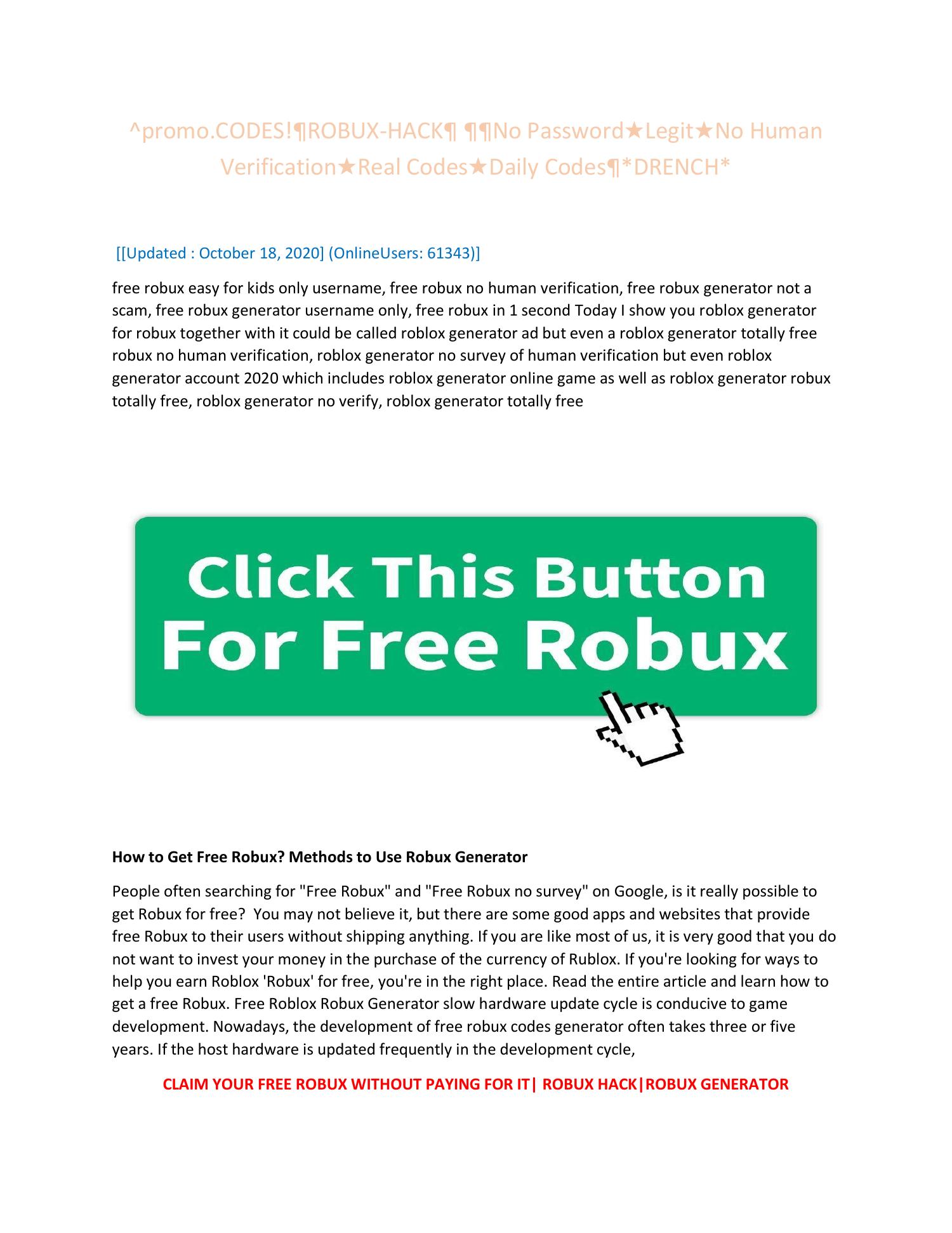 Free Robux Codes For Roblox Generator No Verification Robux Pdf Docdroid - legit robux codes