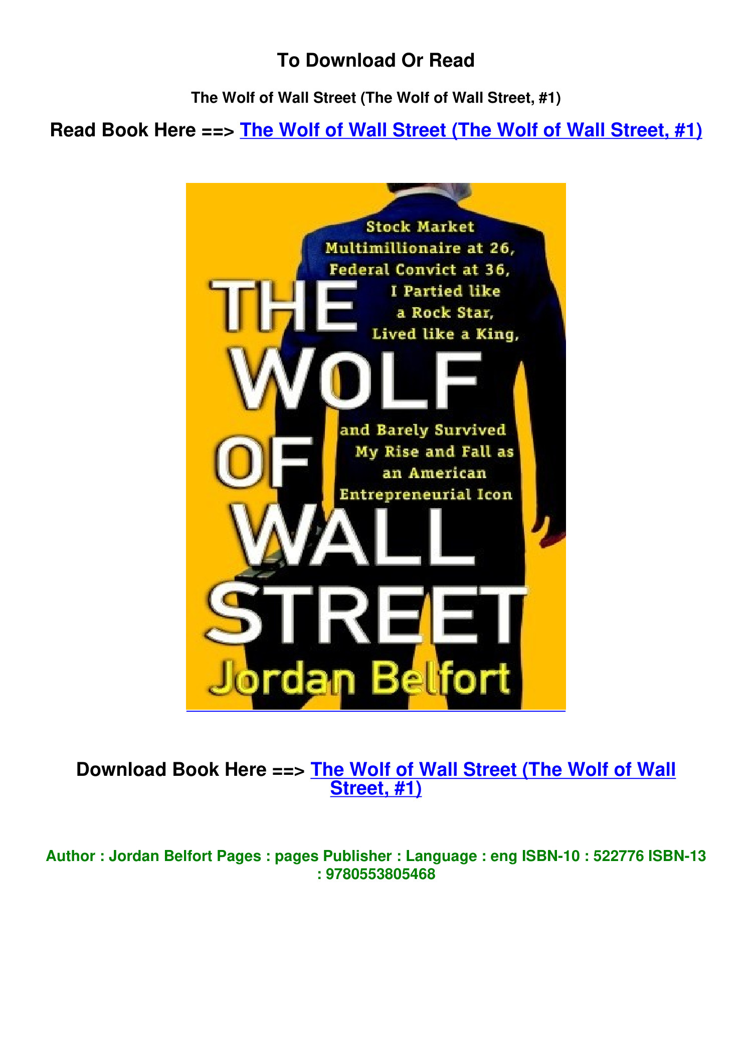 Download Pdf The Wolf Of Wall Street The Wolf Of Wall Street 1 By Jordan Pdf Docdroid 