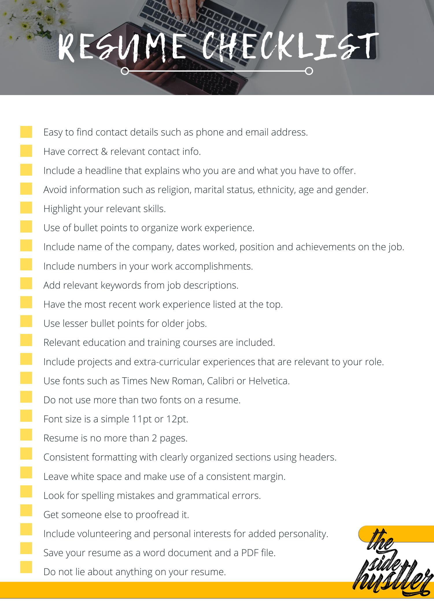 Resume Checklist pdf DocDroid