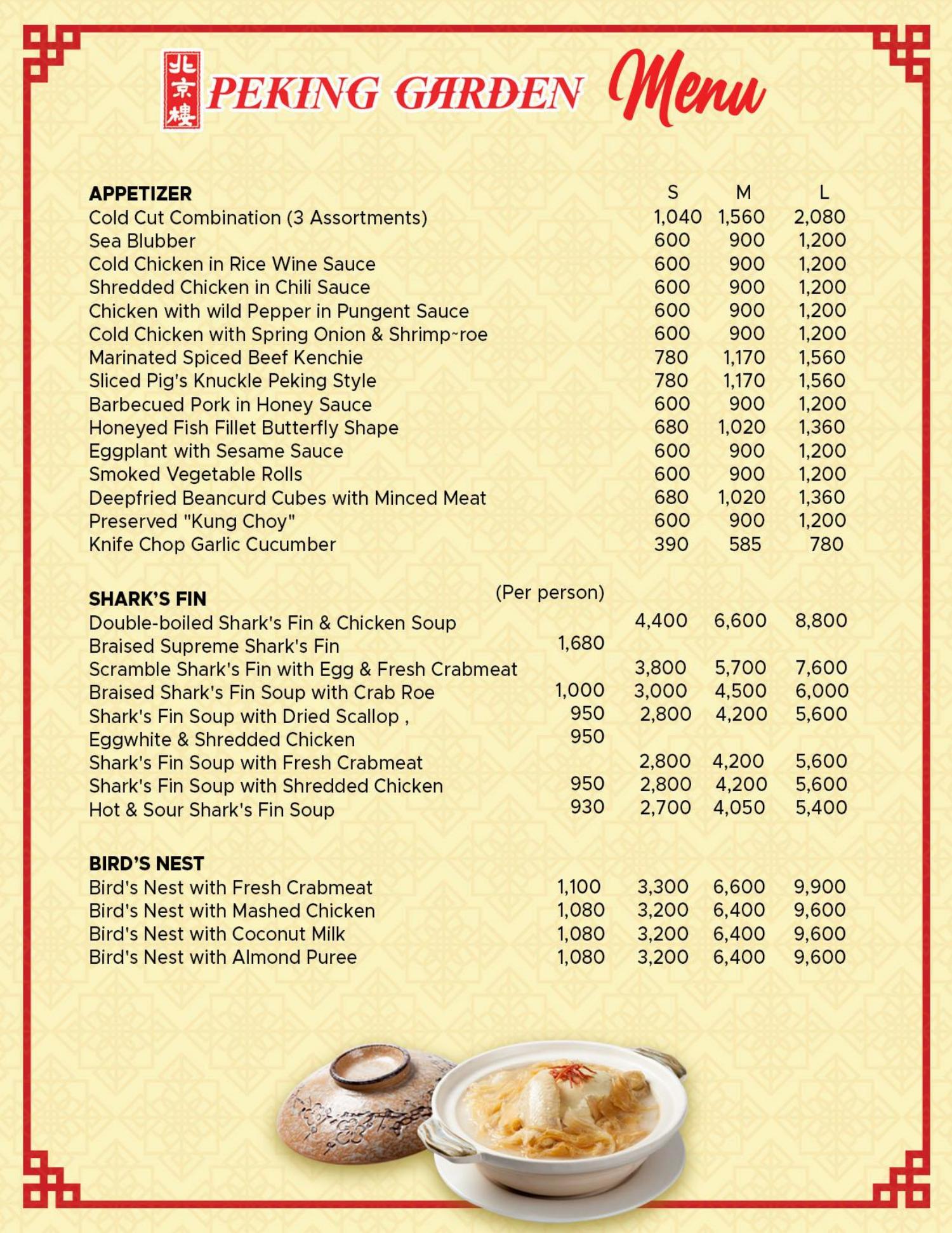 Peking menu on sale