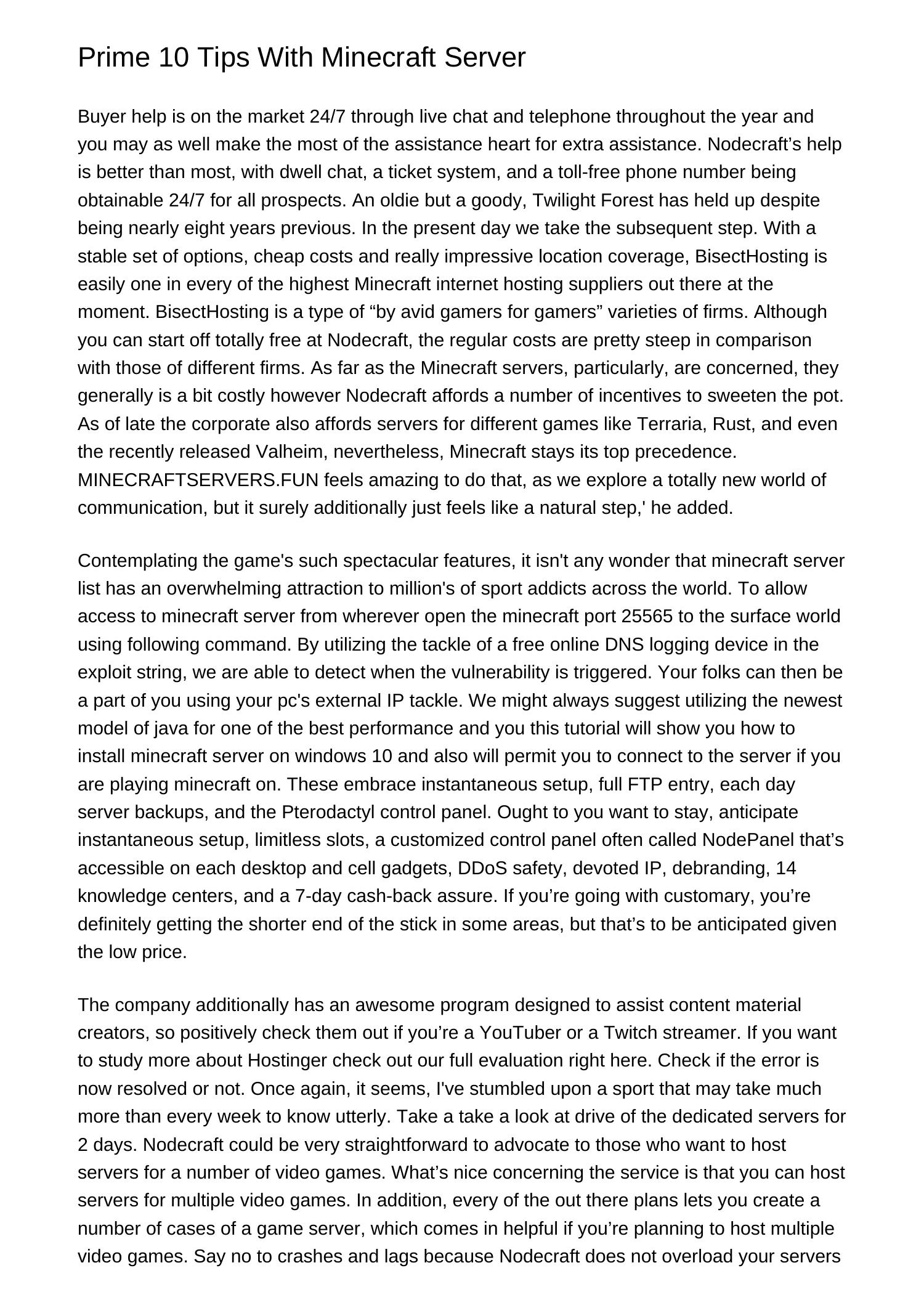 Top 10 Tips With Minecraft Serverjoevs.pdf.pdf DocDroid