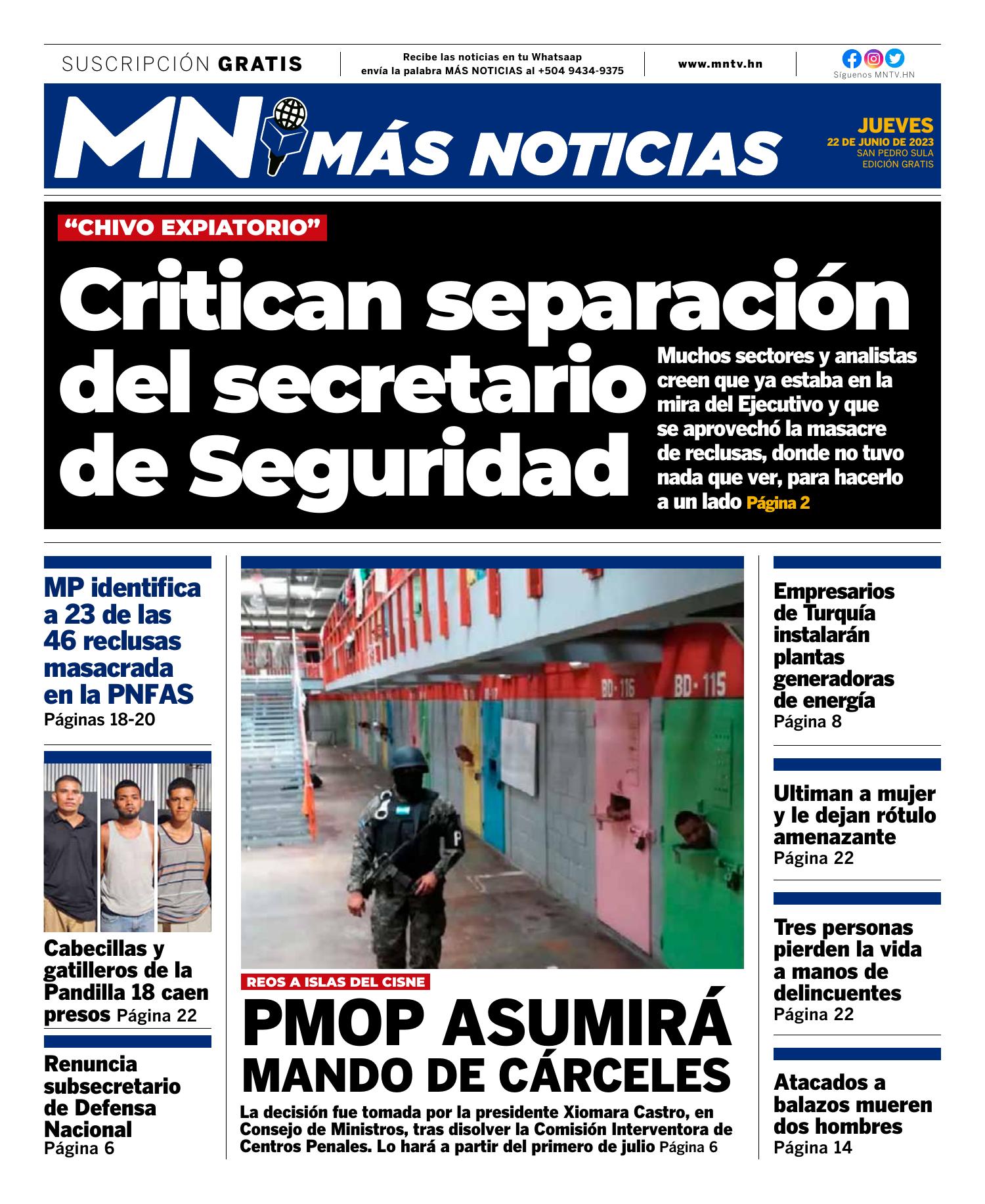 Mas Noticas Edicion Jueves 22 De Junio De 2023pdf Docdroid 7036