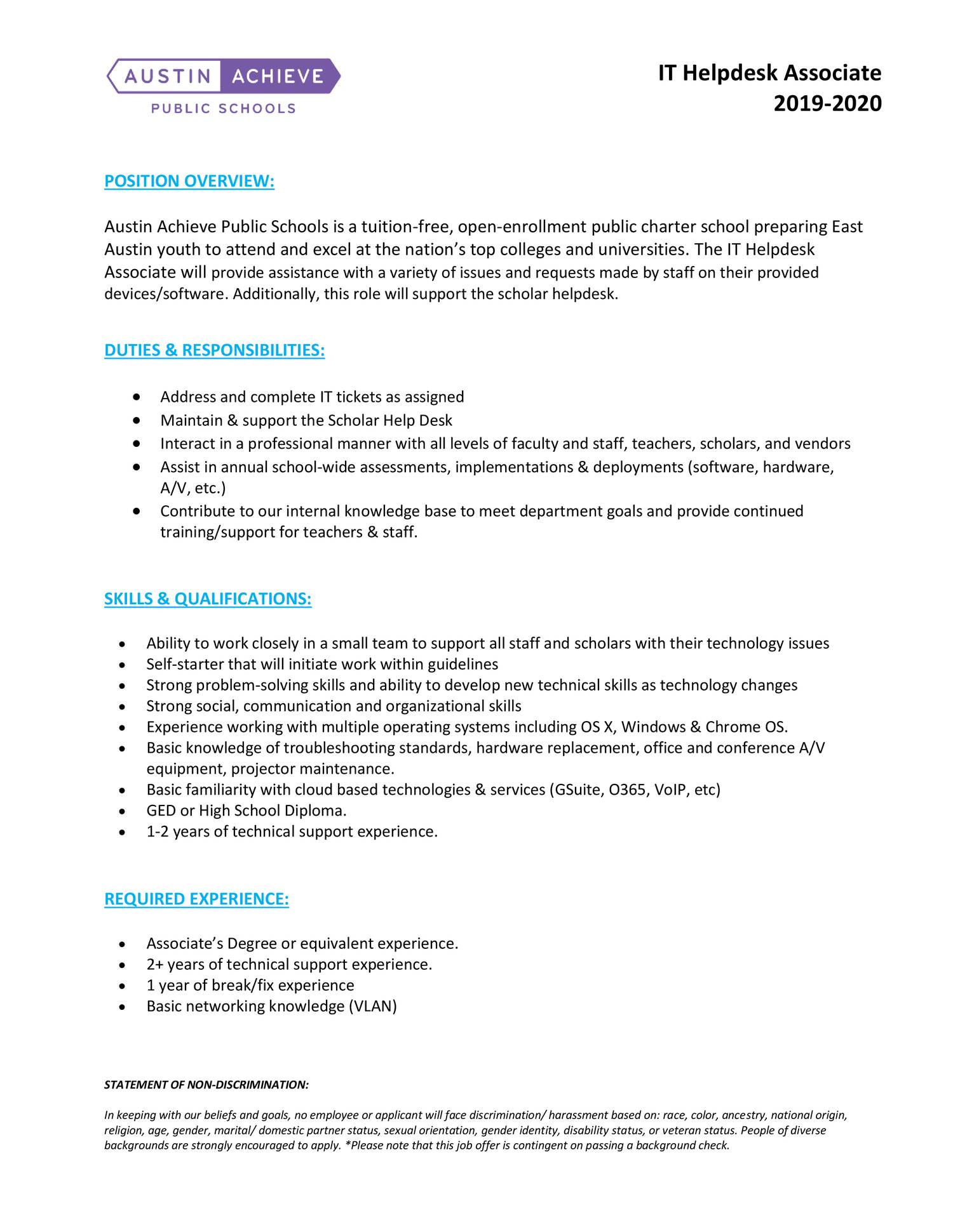 It Helpdesk Associate Job Description 19 20 Docx Docdroid