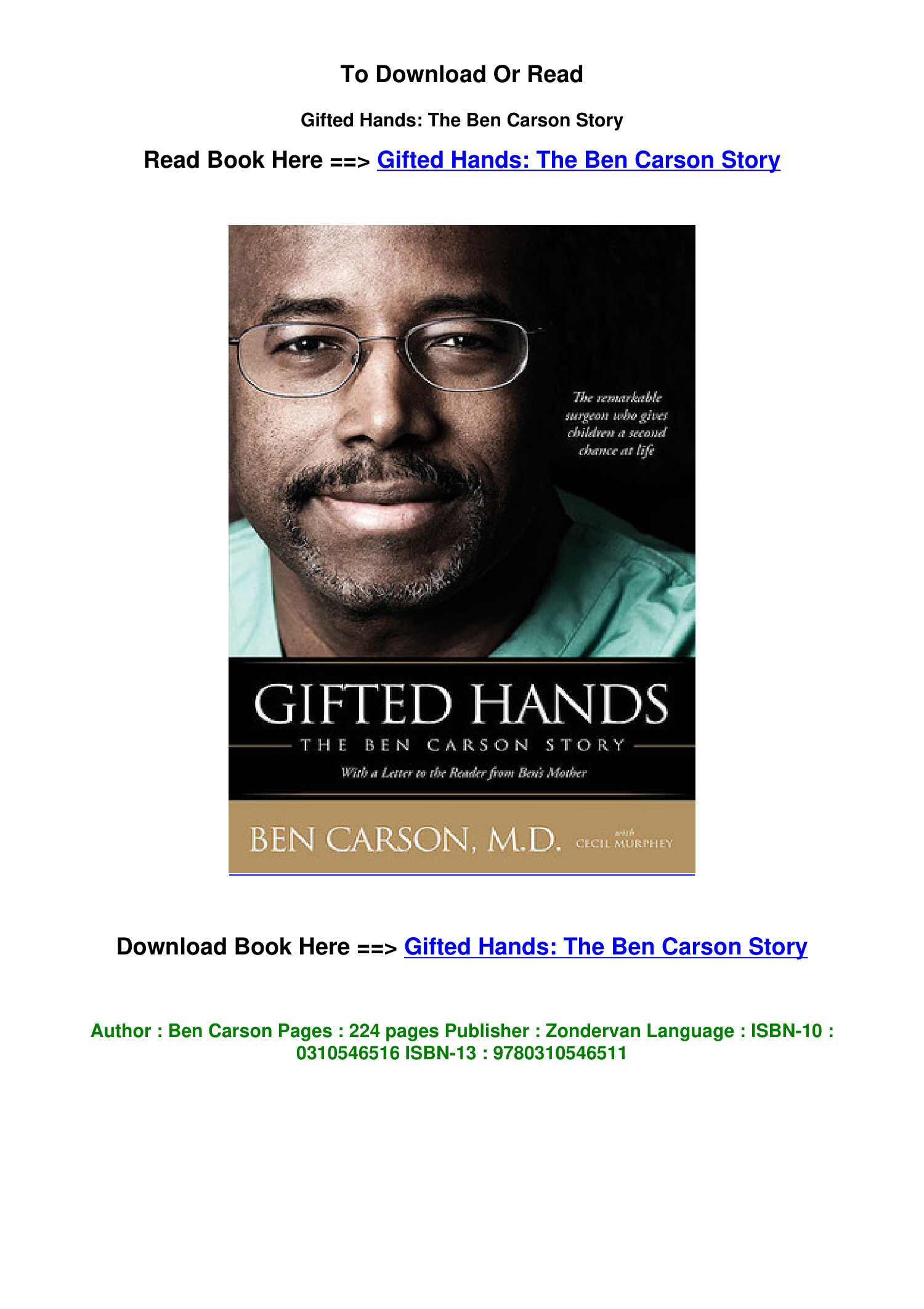 Gifted Hands, Kids Edition: The Ben Carson Story eBook by Gregg Lewis -  EPUB Book | Rakuten Kobo United States