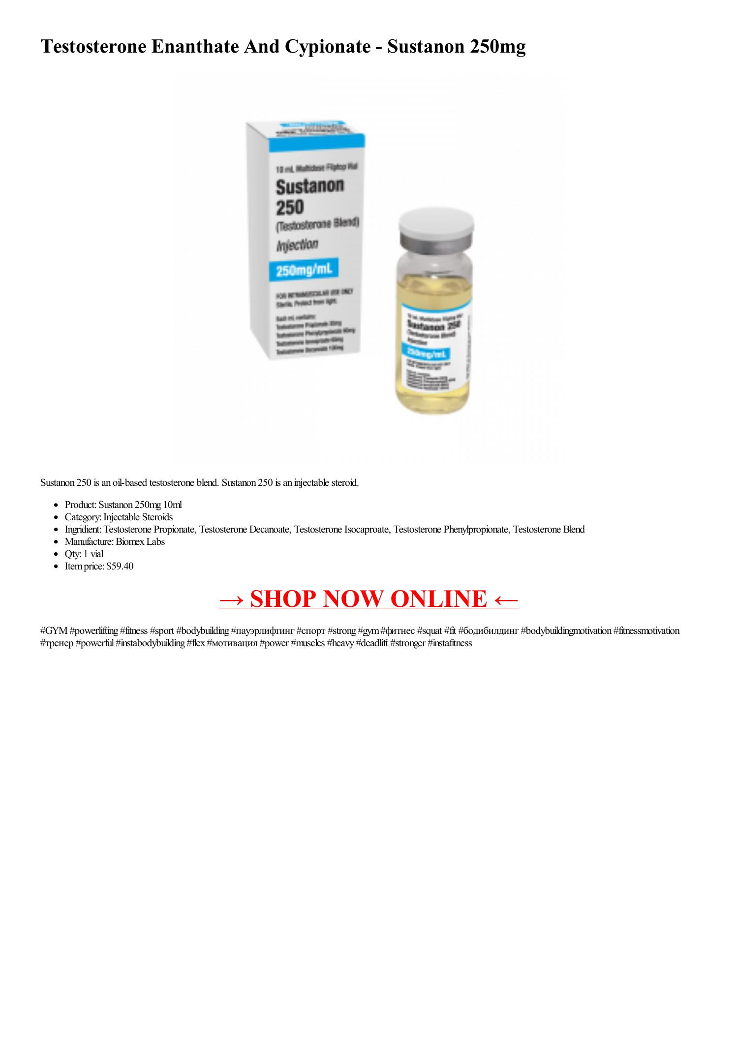 Testosterone Enanthate And Cypionate - Sustanon 250mg 1 vial 10ml-html ...