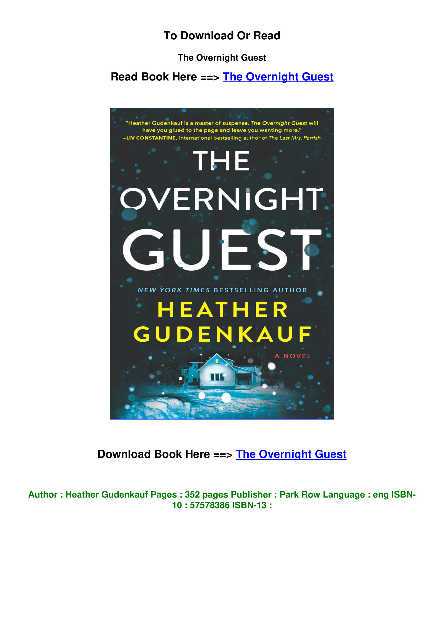 The Overnight Guest by Heather Gudenkauf