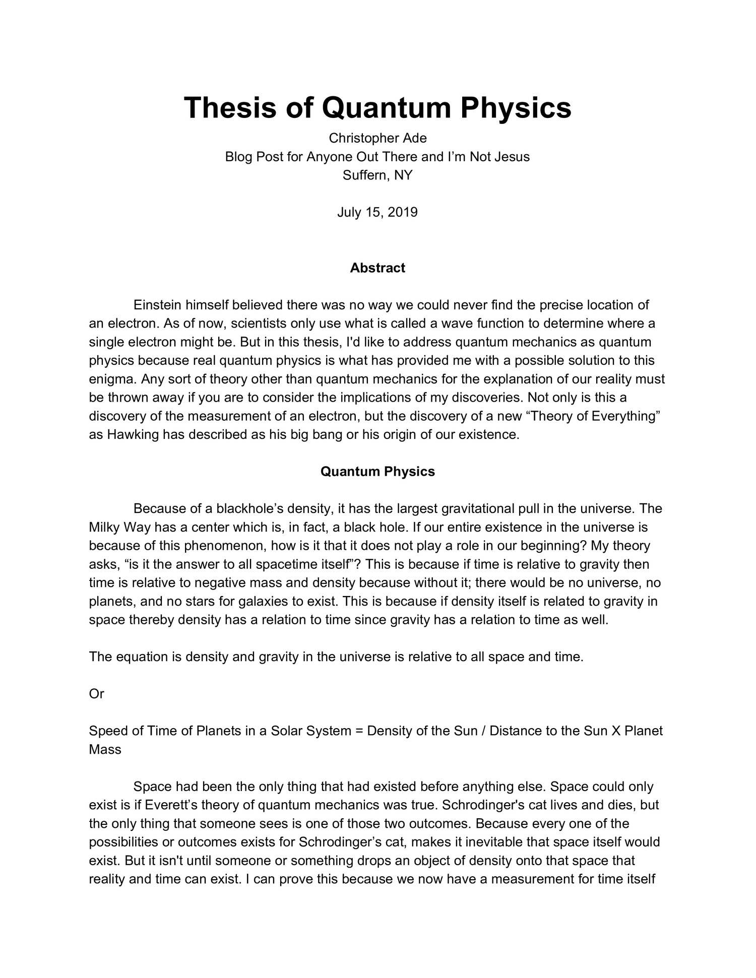 quantum physics essay topics