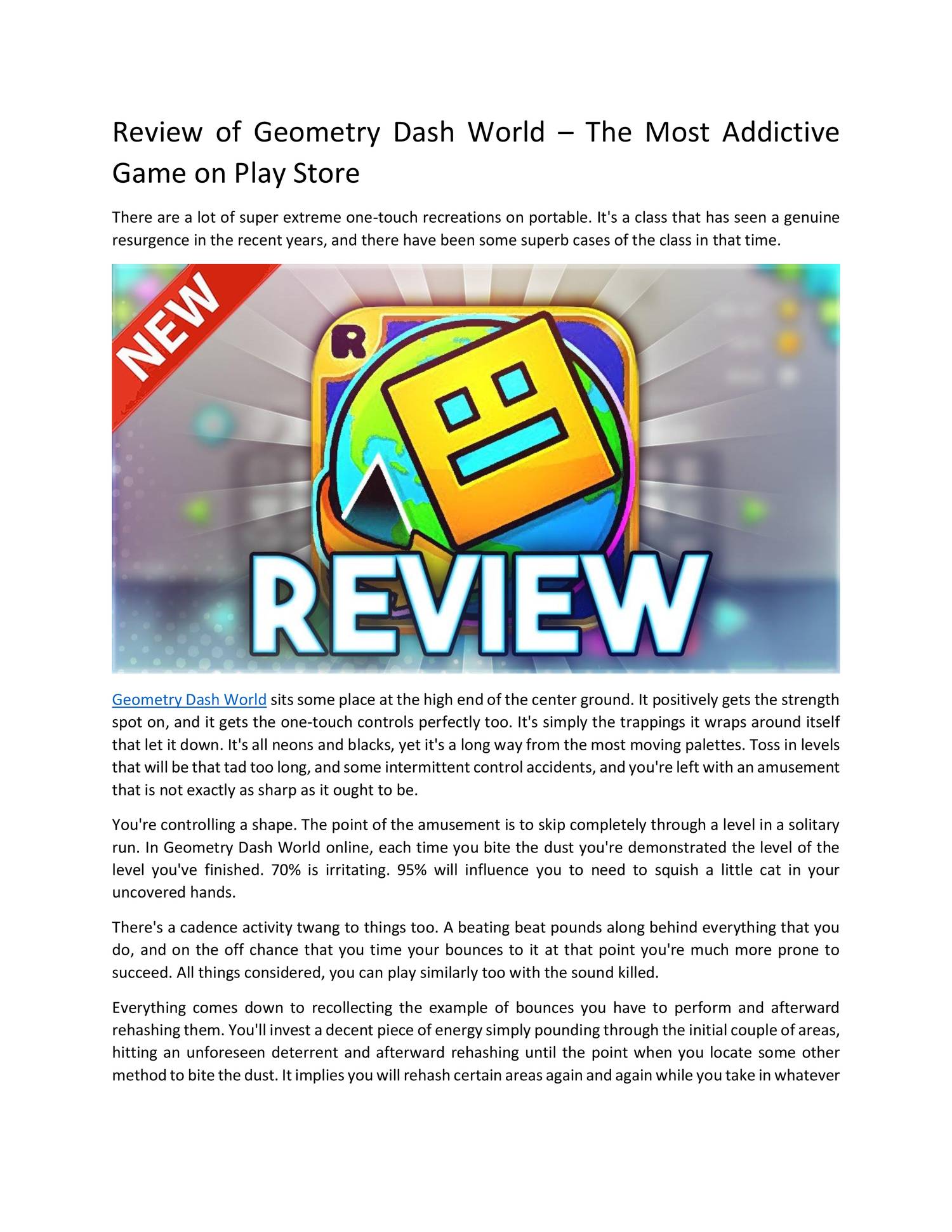 Review of Geometry Dash World – The Most Addictive Game in Play Store.pdf |  DocDroid