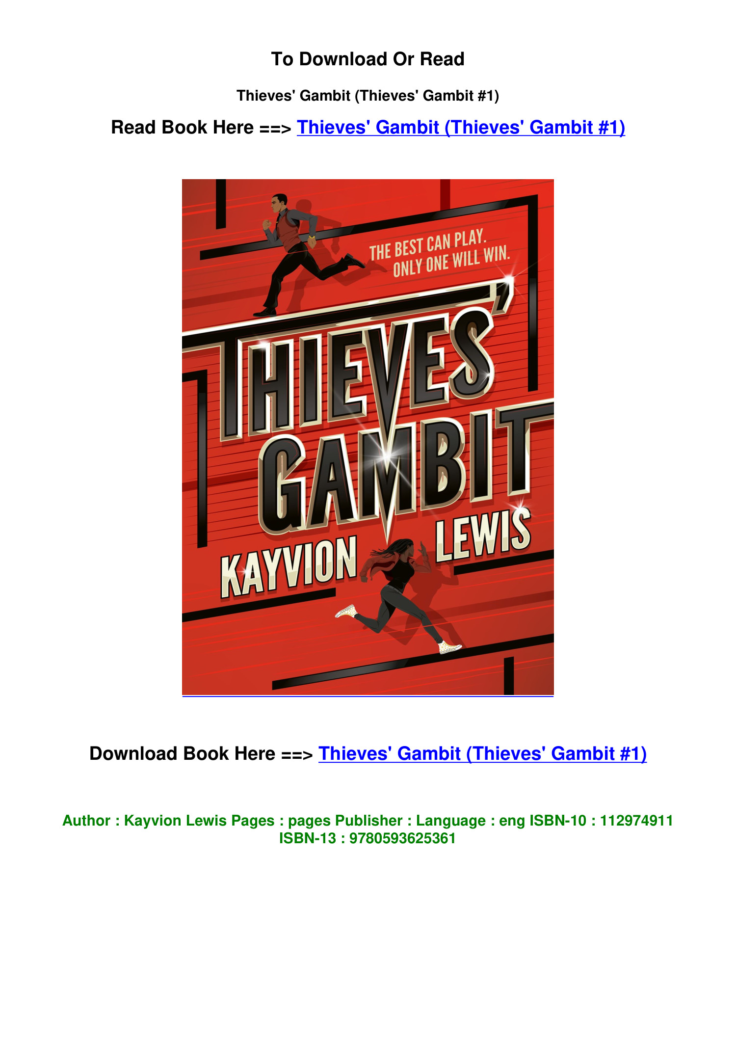 Download Pdf Thieves Gambit Thieves Gambit 1 BY Kayvion Lewis.pdf ...