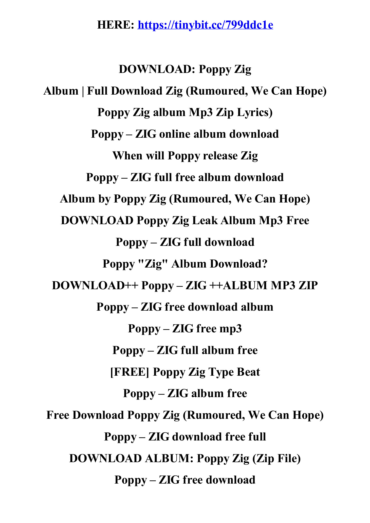 Poppy - Zig Lyrics and Tracklist