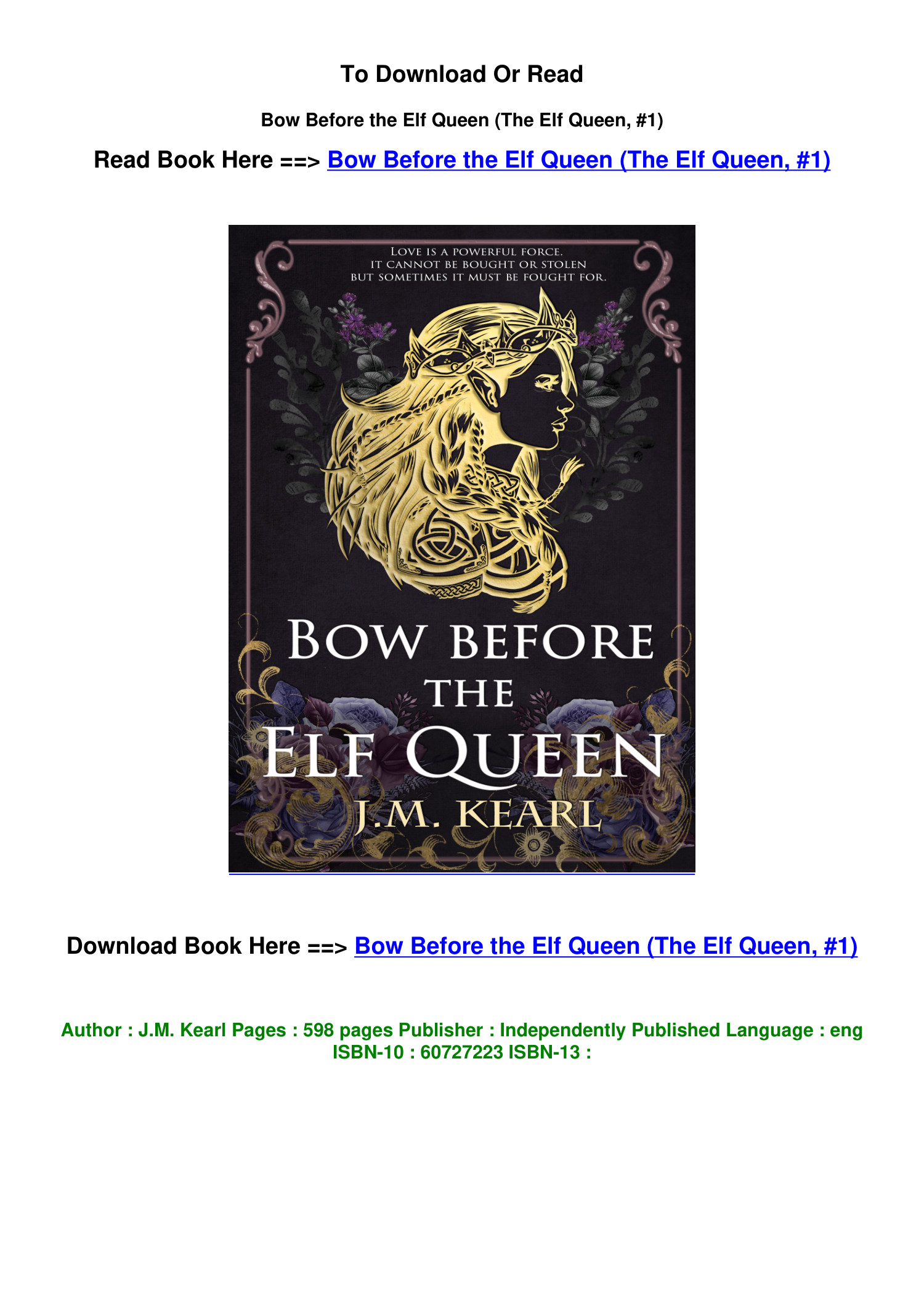 download pdf Bow Before the Elf Queen The Elf Queen 1 By J M Kearl.pdf ...