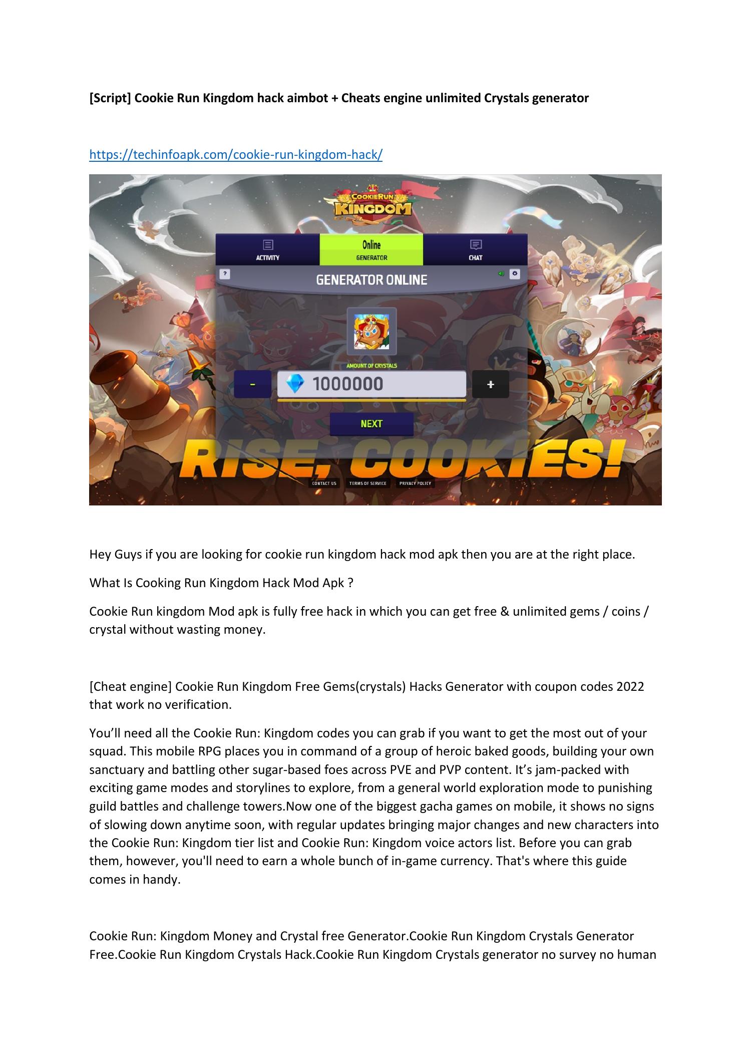 Cheat engine] Cookie Run Kingdom Hack Gems and Coins link cheats