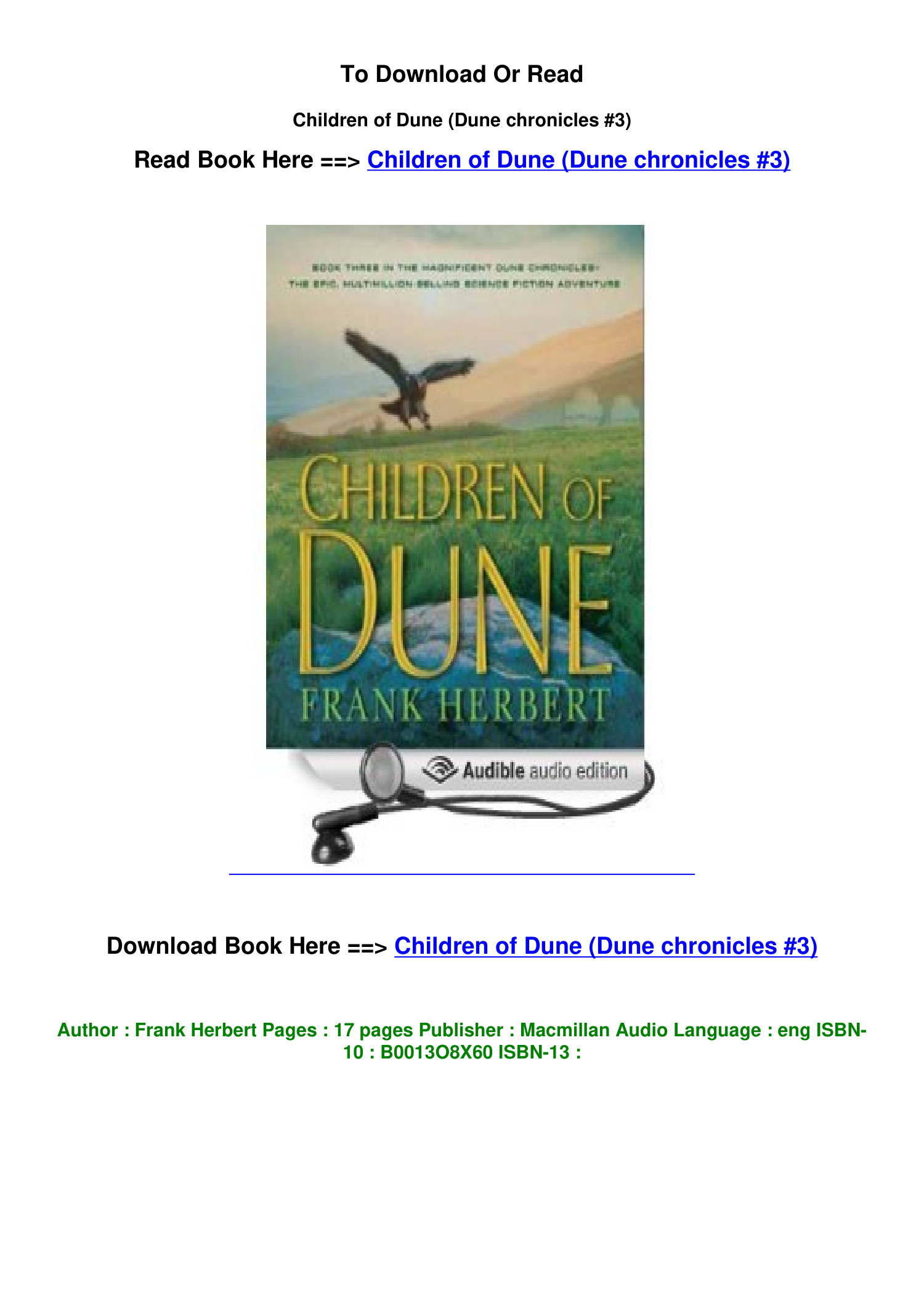 EPUB Download Children Of Dune Dune Chronicles 3 By Frank Herbert.pdf ...