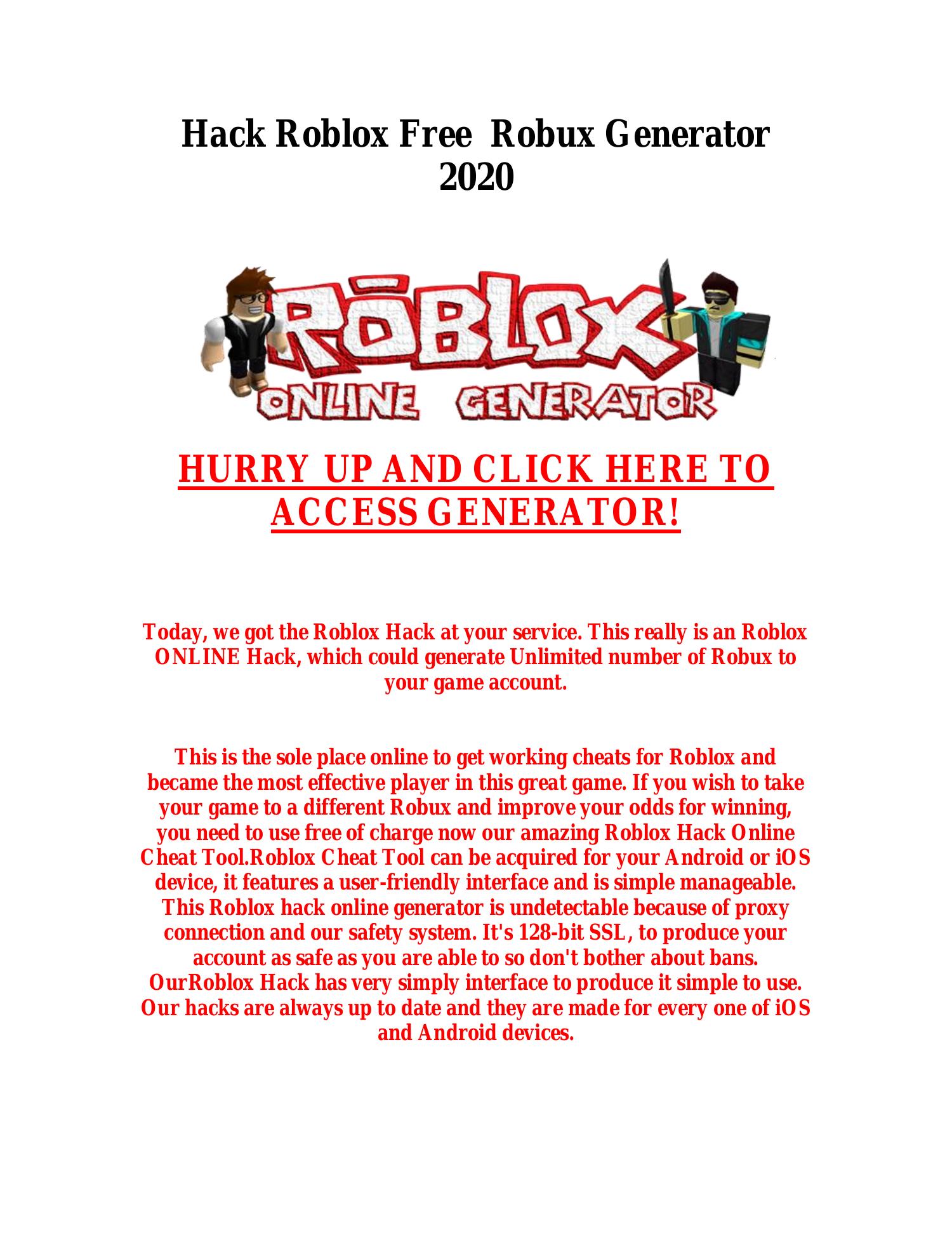 Hack Roblox Free Robux Generator 2020 Converted Pdf Docdroid - roblox poster creator hacki w roblox