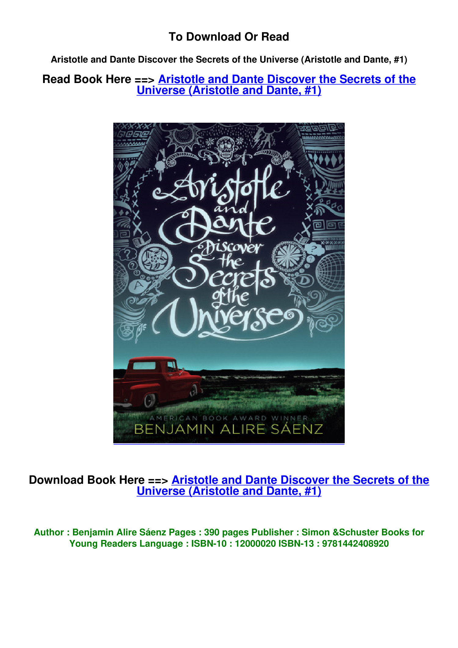 pdf download Aristotle and Dante Discover the Secrets of the Universe ...