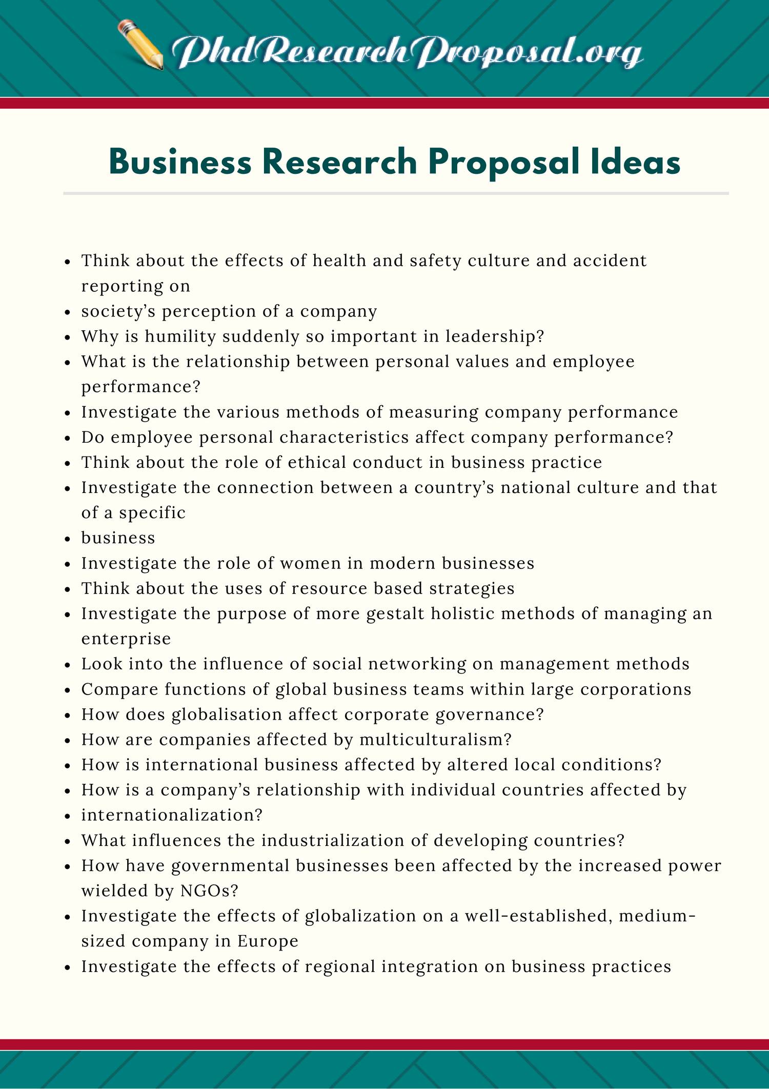 Business Research Proposal Ideas List Pdf Docdroid
