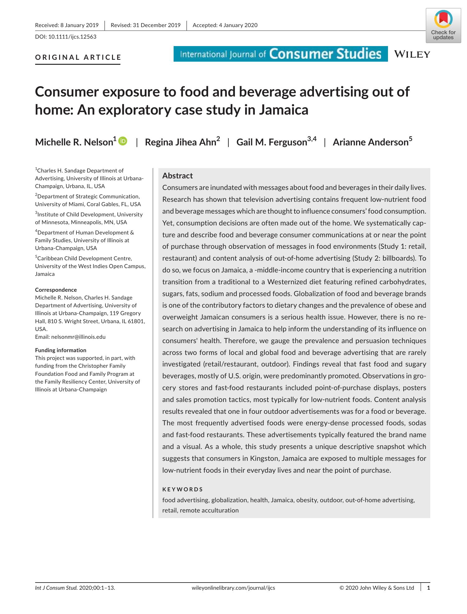 Consumer exposure to food and beverage advertising out of home_An ...