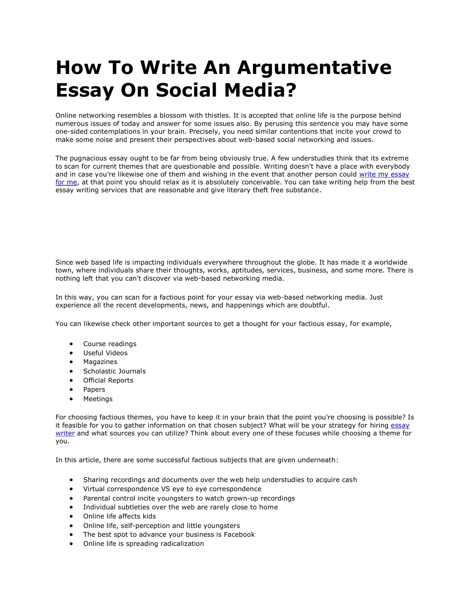 How To Write An Argumentative Essay On Social Media pdf DocDroid