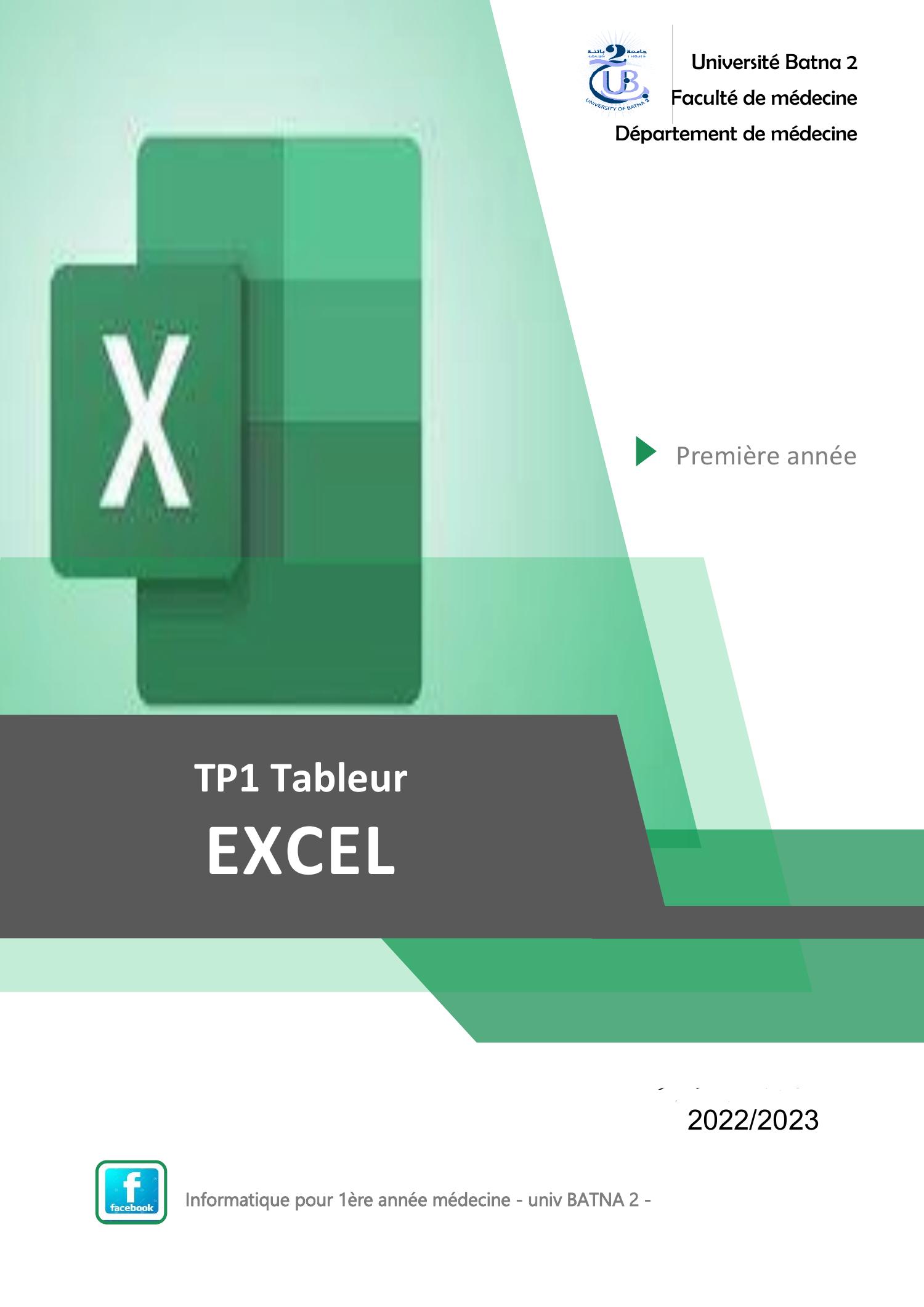Tp1 Excel 2023 Pdf 