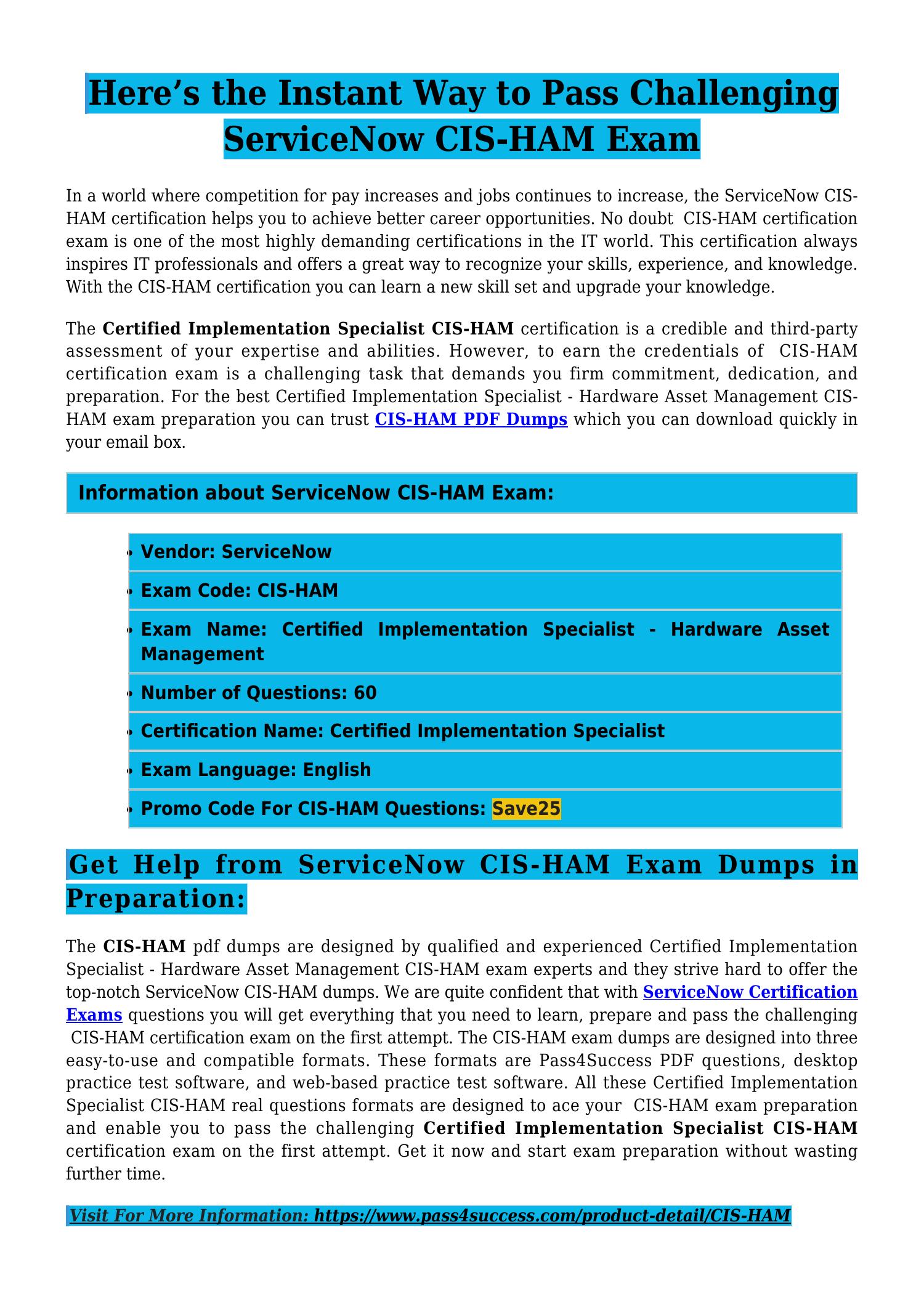 Exam CIS-HAM Certification Cost