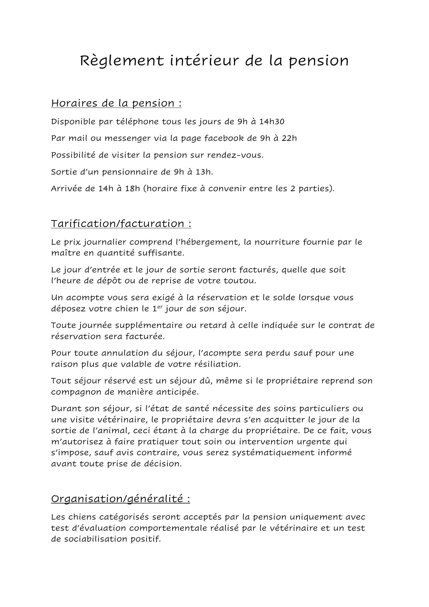 R Glement Int Rieur De La Pension Docx Docdroid