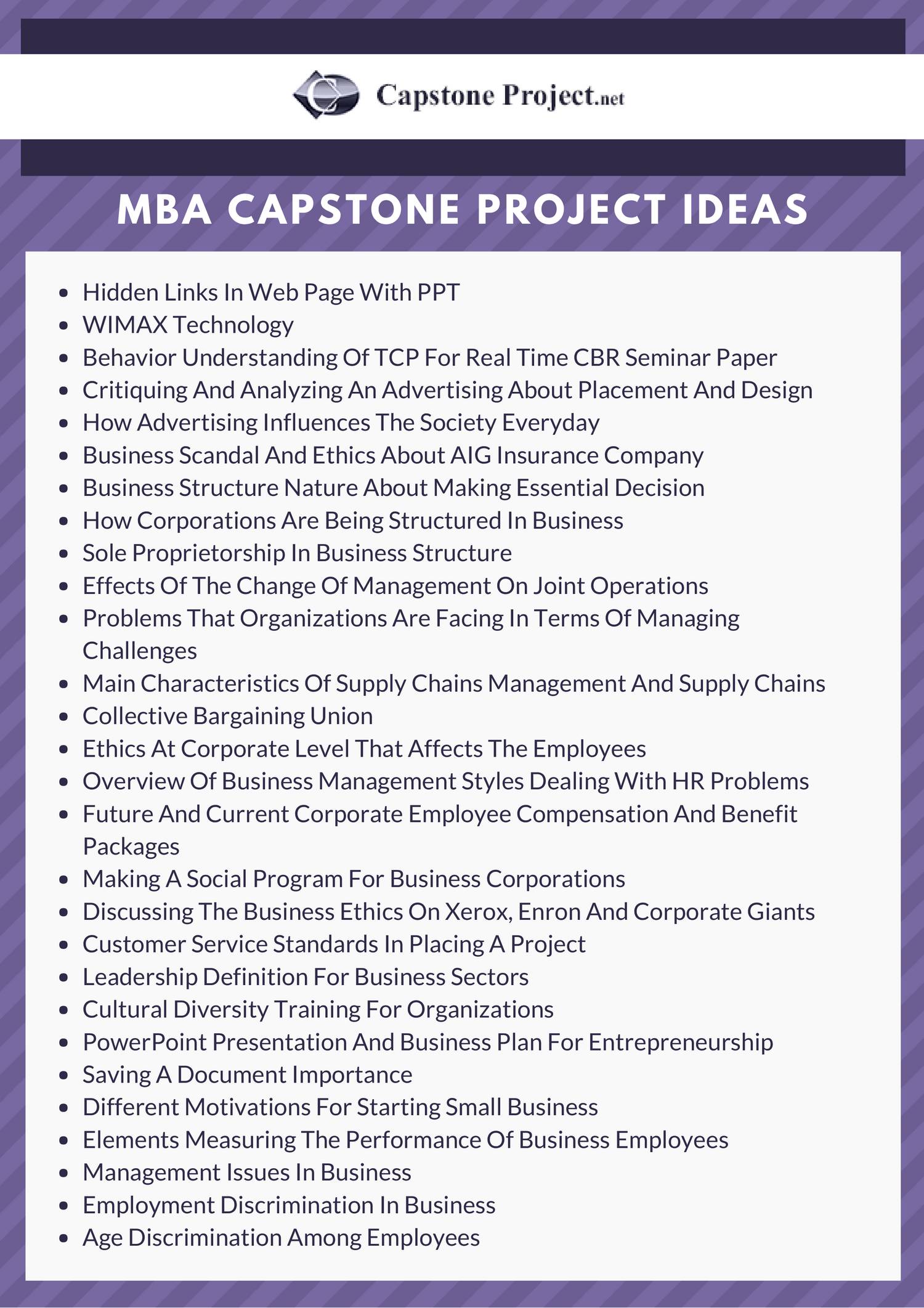 examples of mba capstone projects