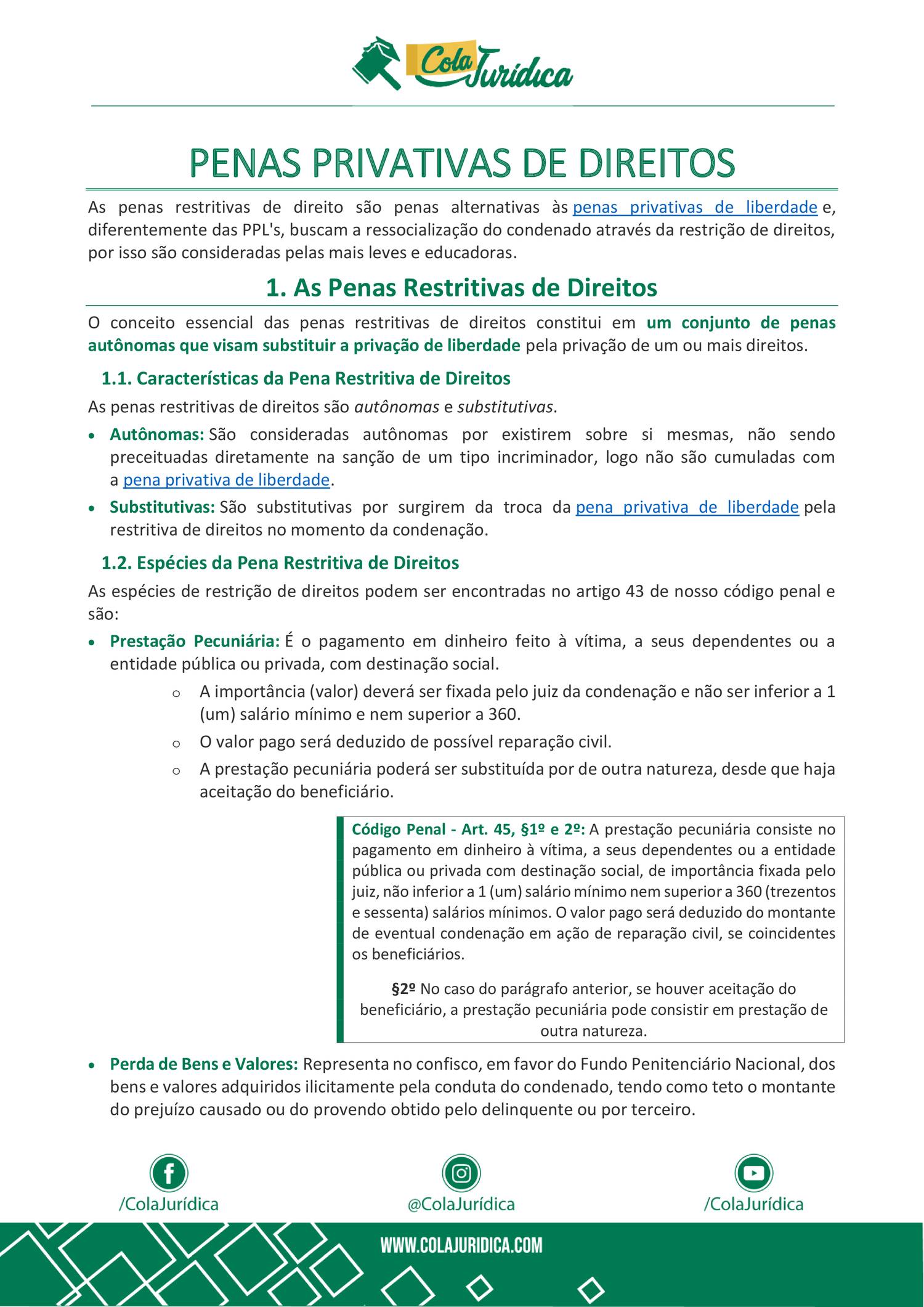 Direito Penal Penas Restritivas De Direitos Pdf Docdroid