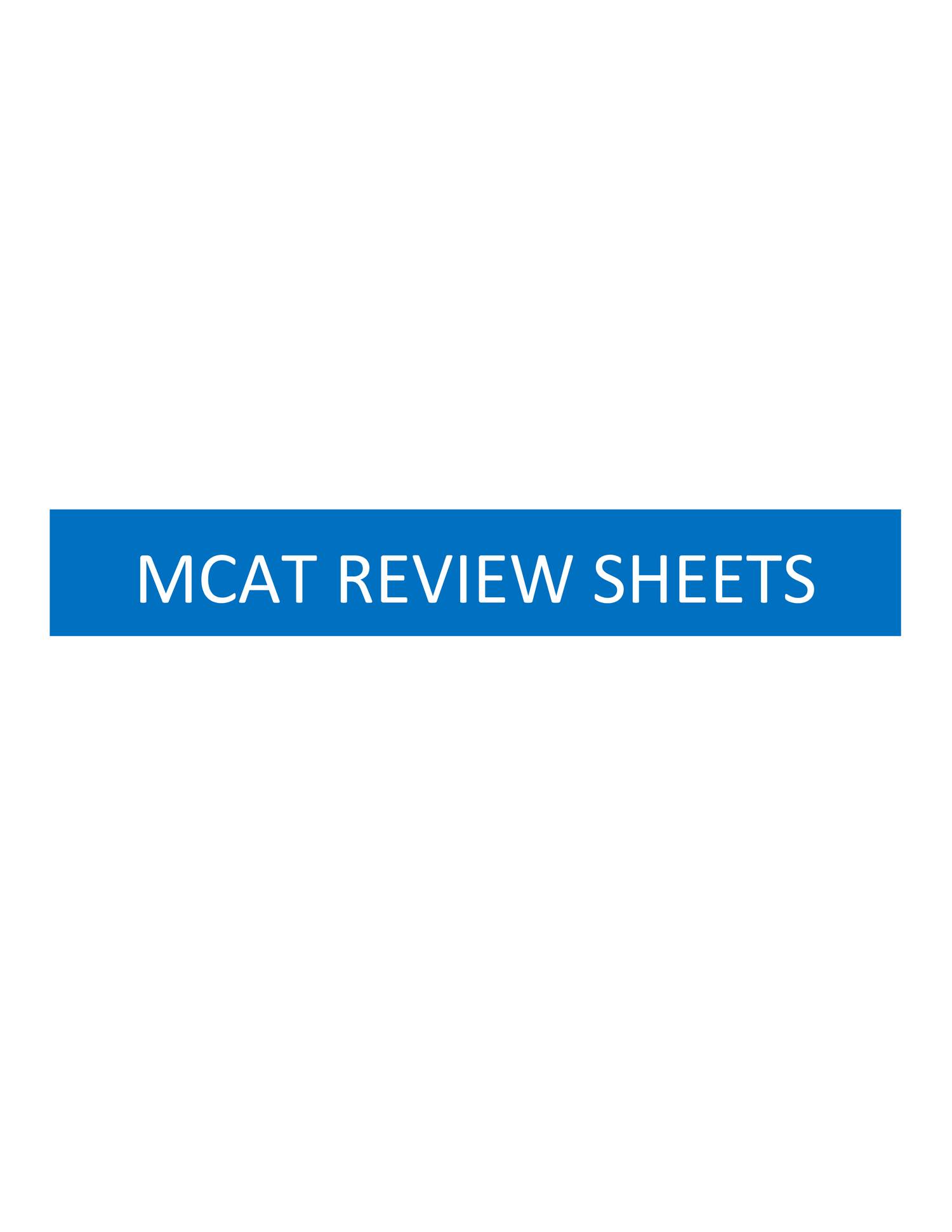 MCAT Review Sheets pdf DocDroid