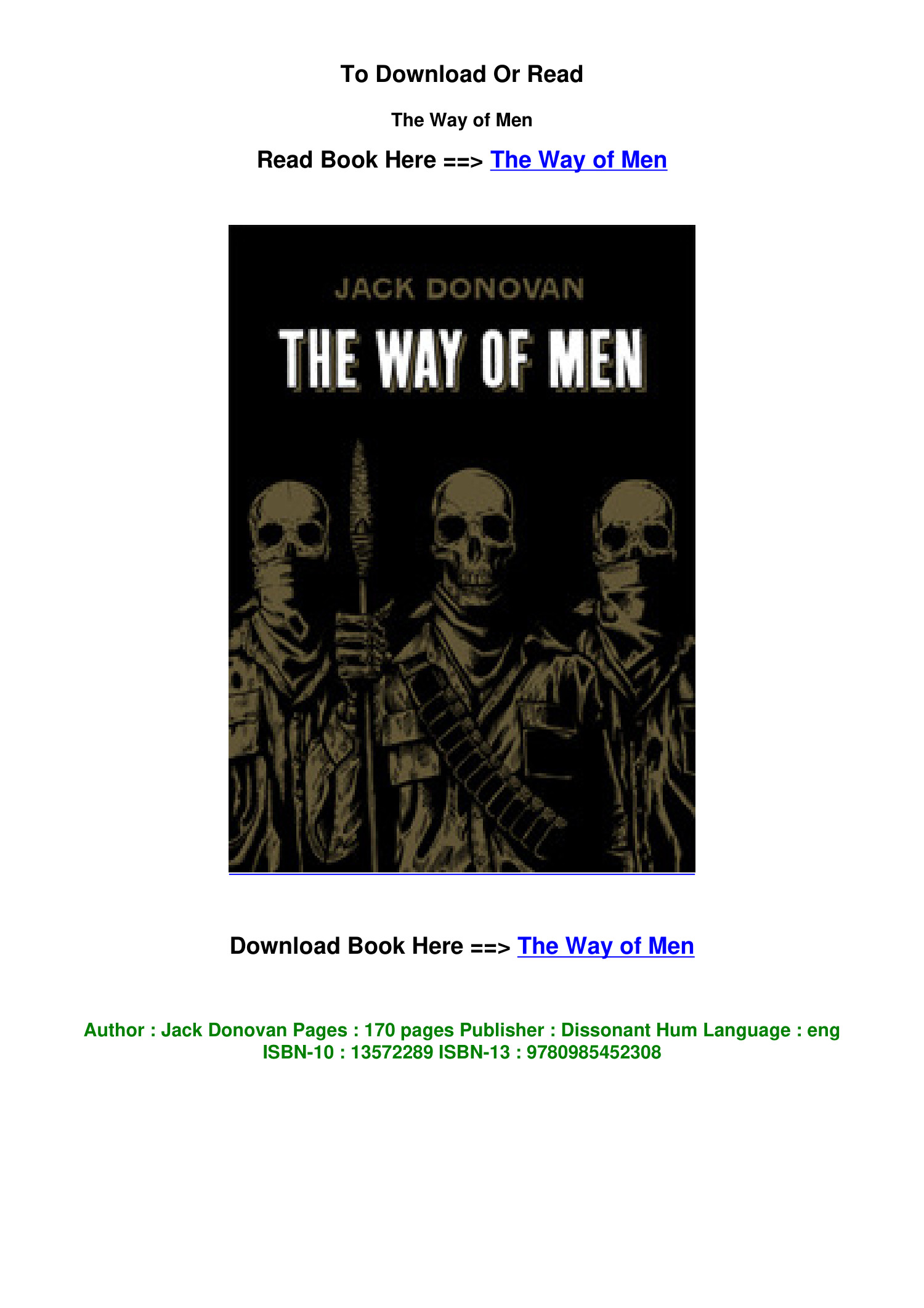 Epub Download The Way Of Men By Jack Donovan Pdf Docdroid