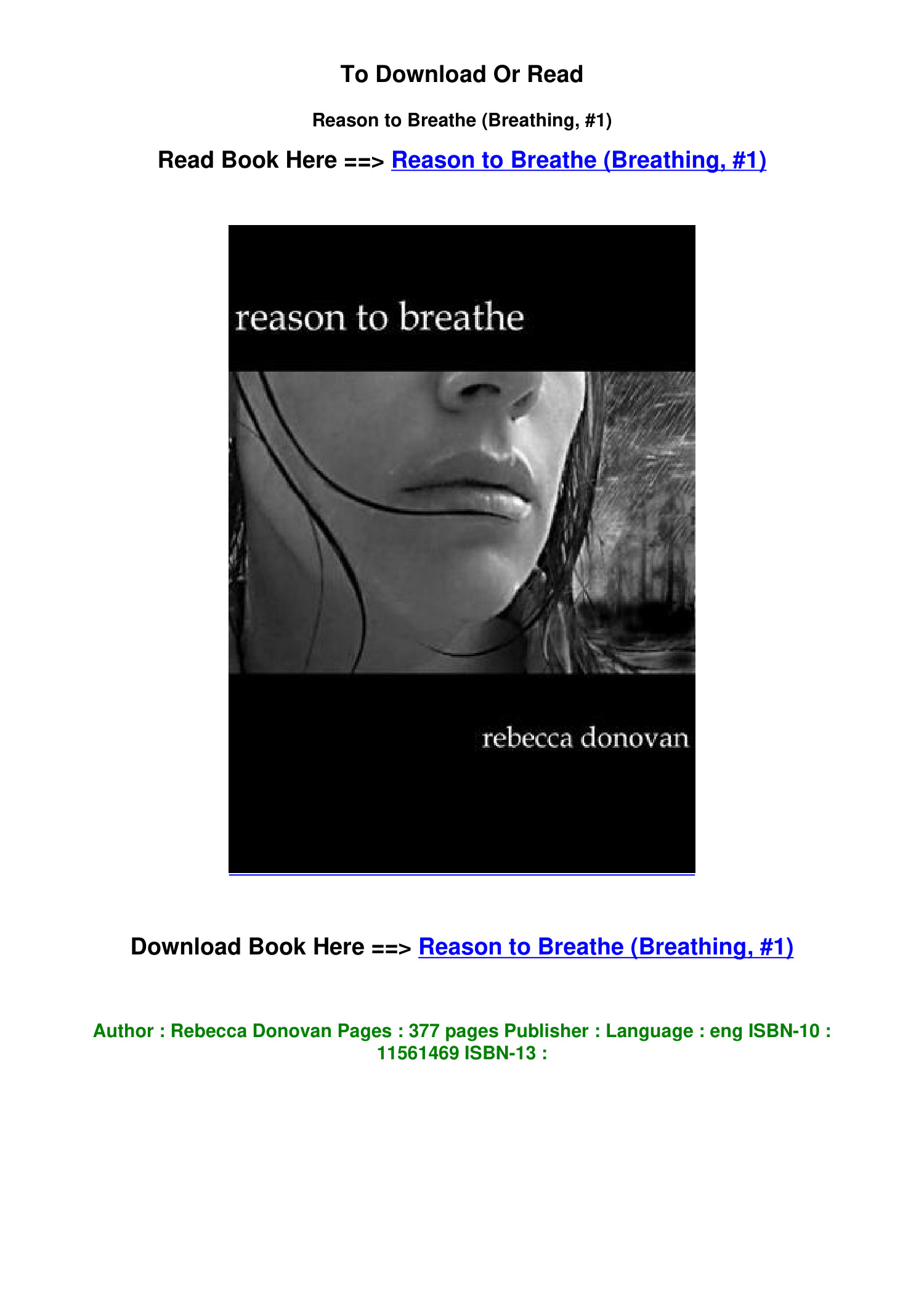 Download Epub Reason To Breathe Breathing 1 By Rebecca Donovan Pdf Docdroid