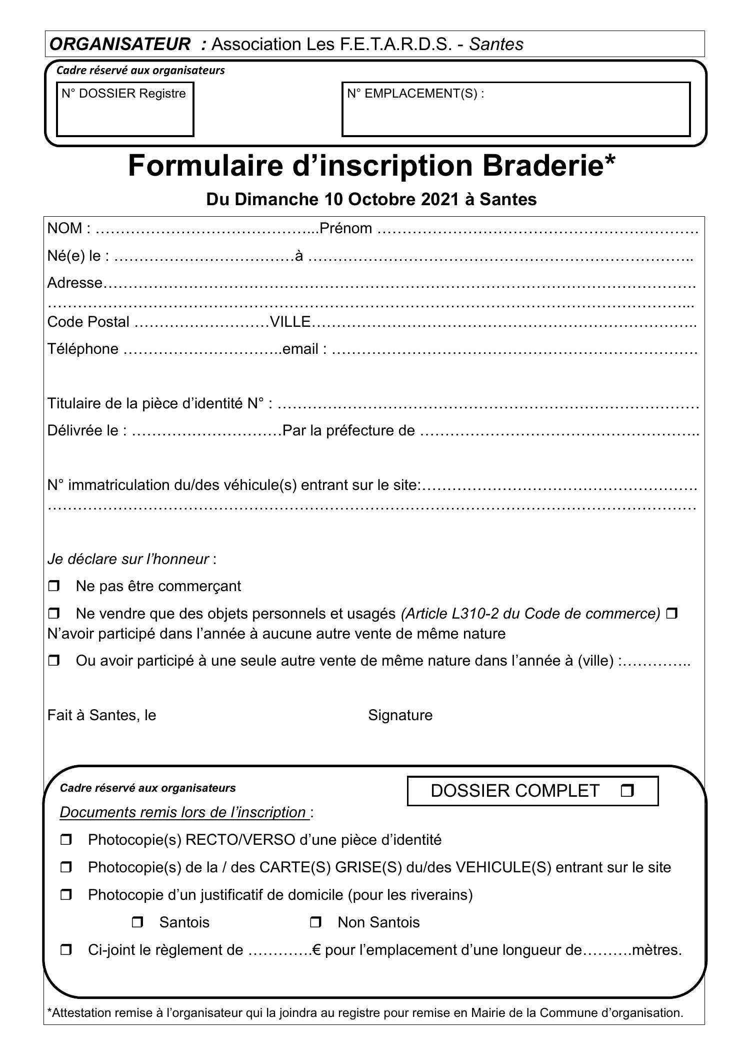 Formulaire Inscription Braderie Derni Re Version Pdf Docdroid