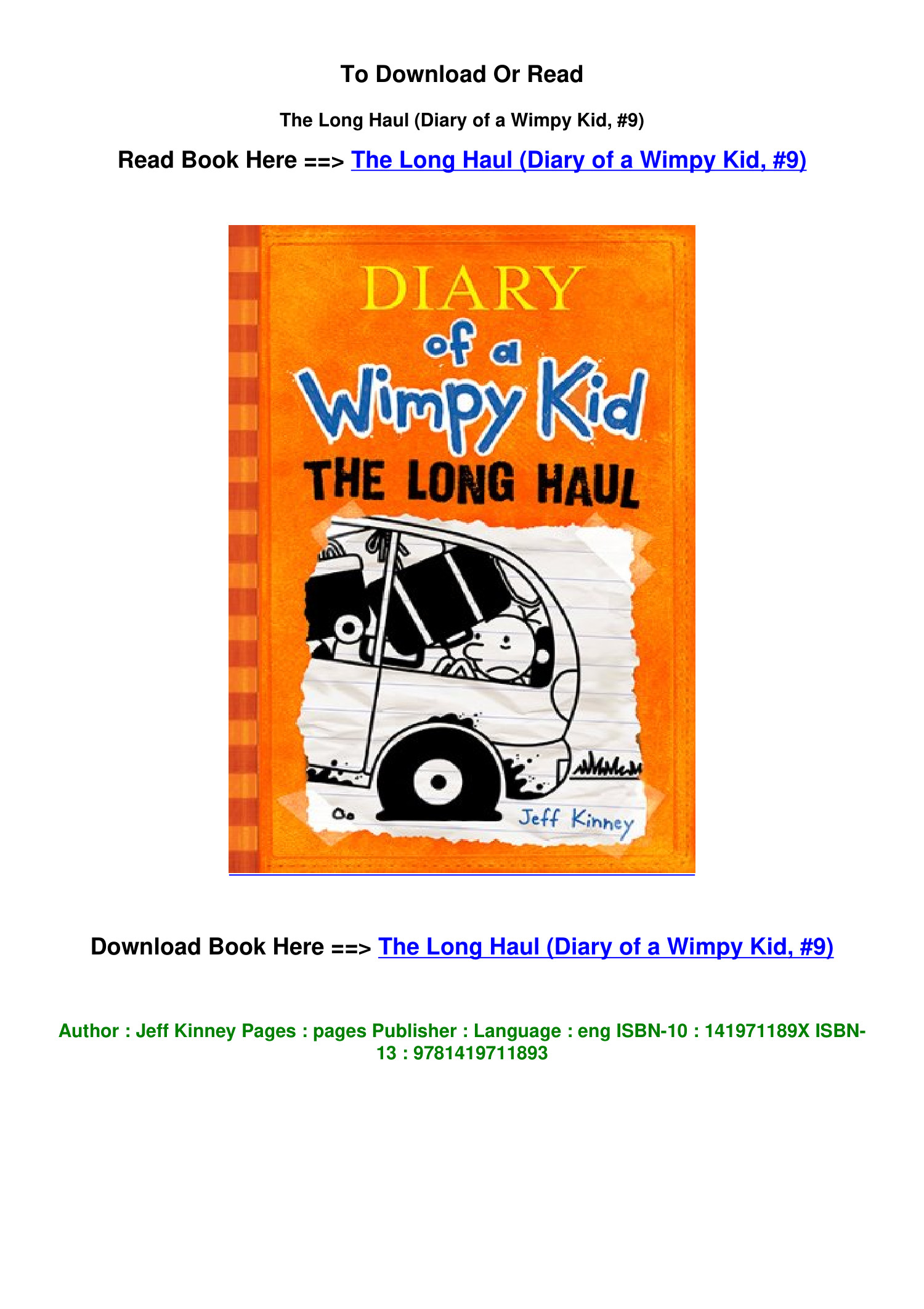Diary of a Wimpy Kid: The Long Haul: Kinney, Jeff: 9781419711893:  : Books