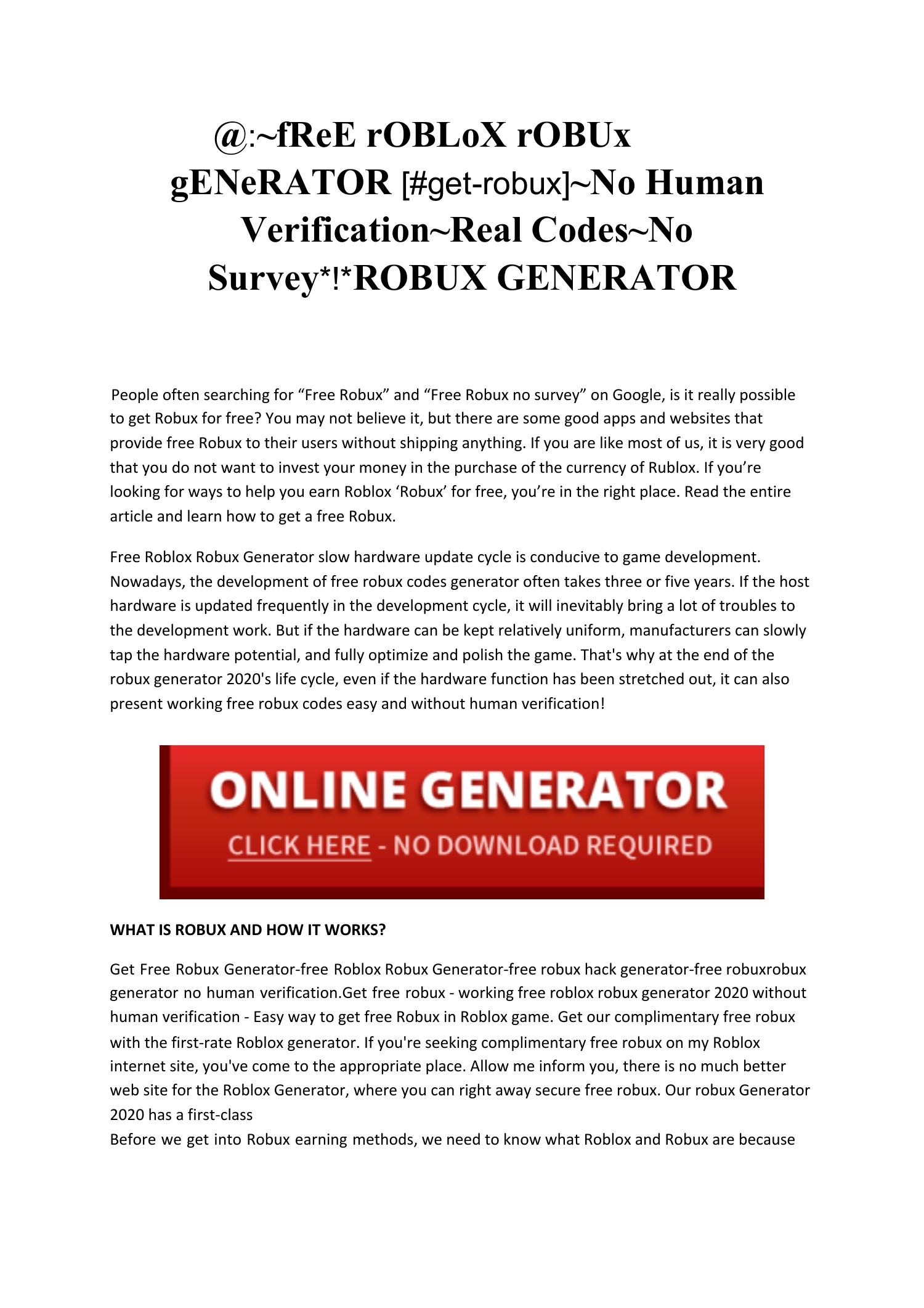 Free Robux Codes For Roblox Generator no verification Robux.pdf