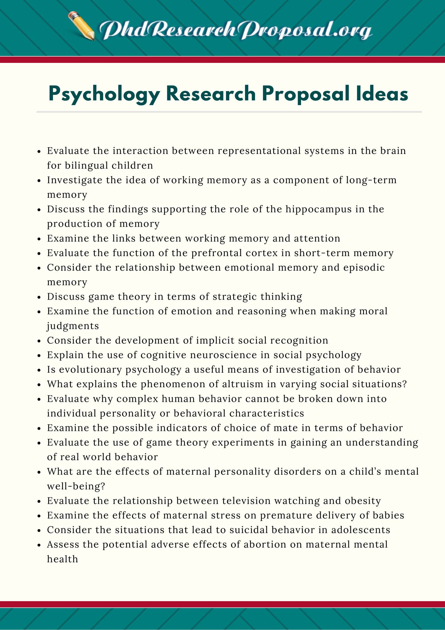mental disorders research proposal topics