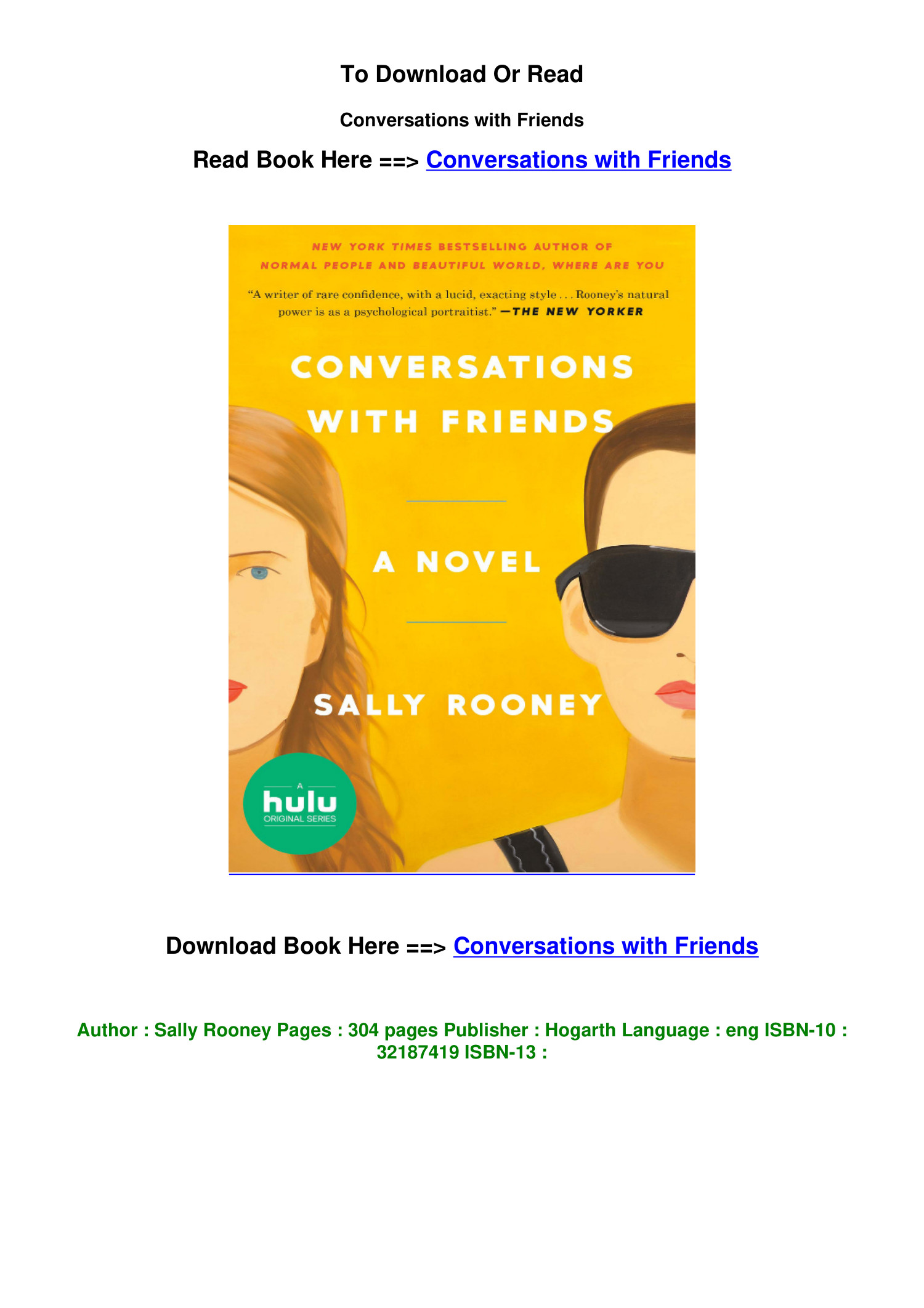 download EPUB Conversations with Friends by Sally Rooney.pdf | DocDroid