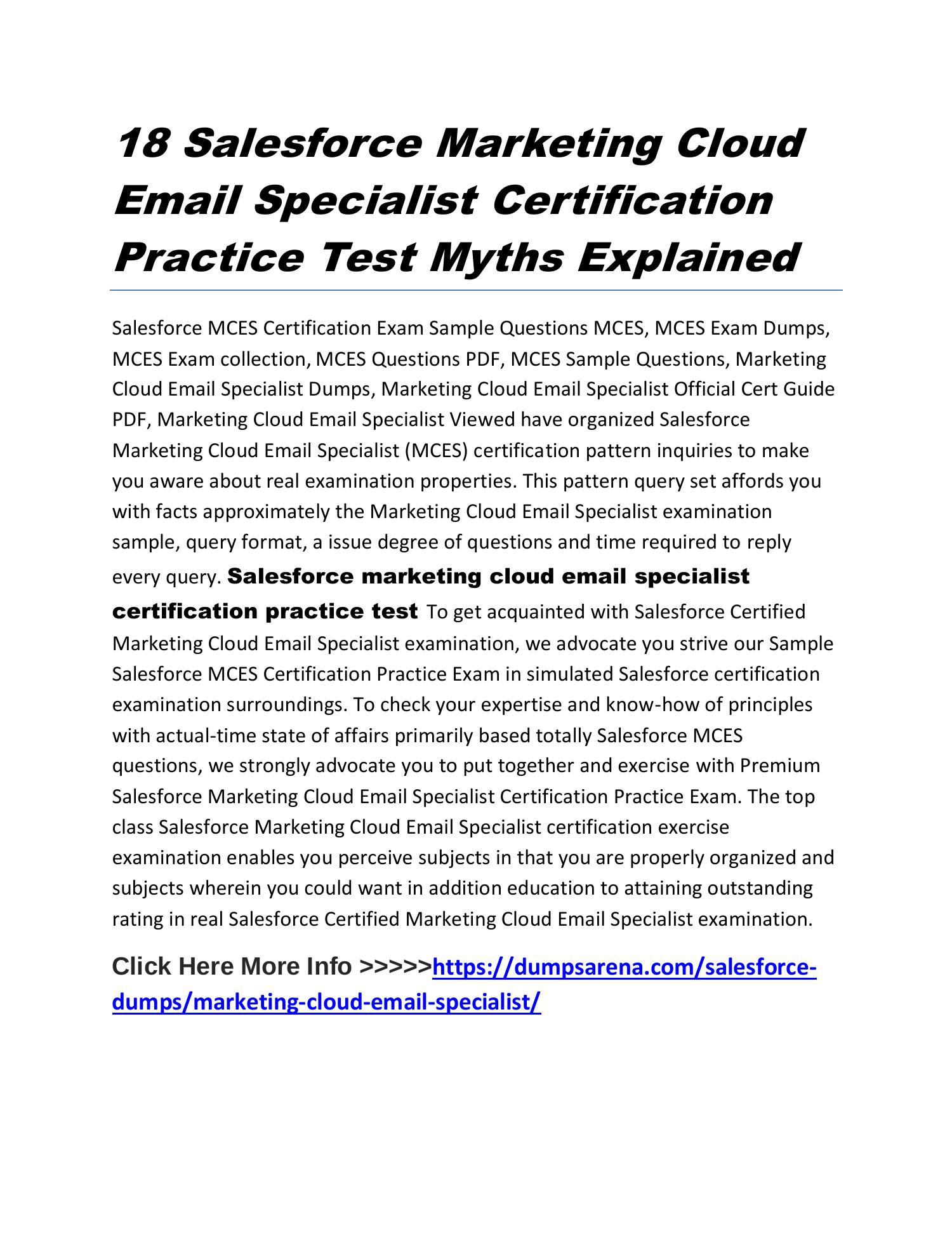 salesforce marketing cloud email specialist certification practice test