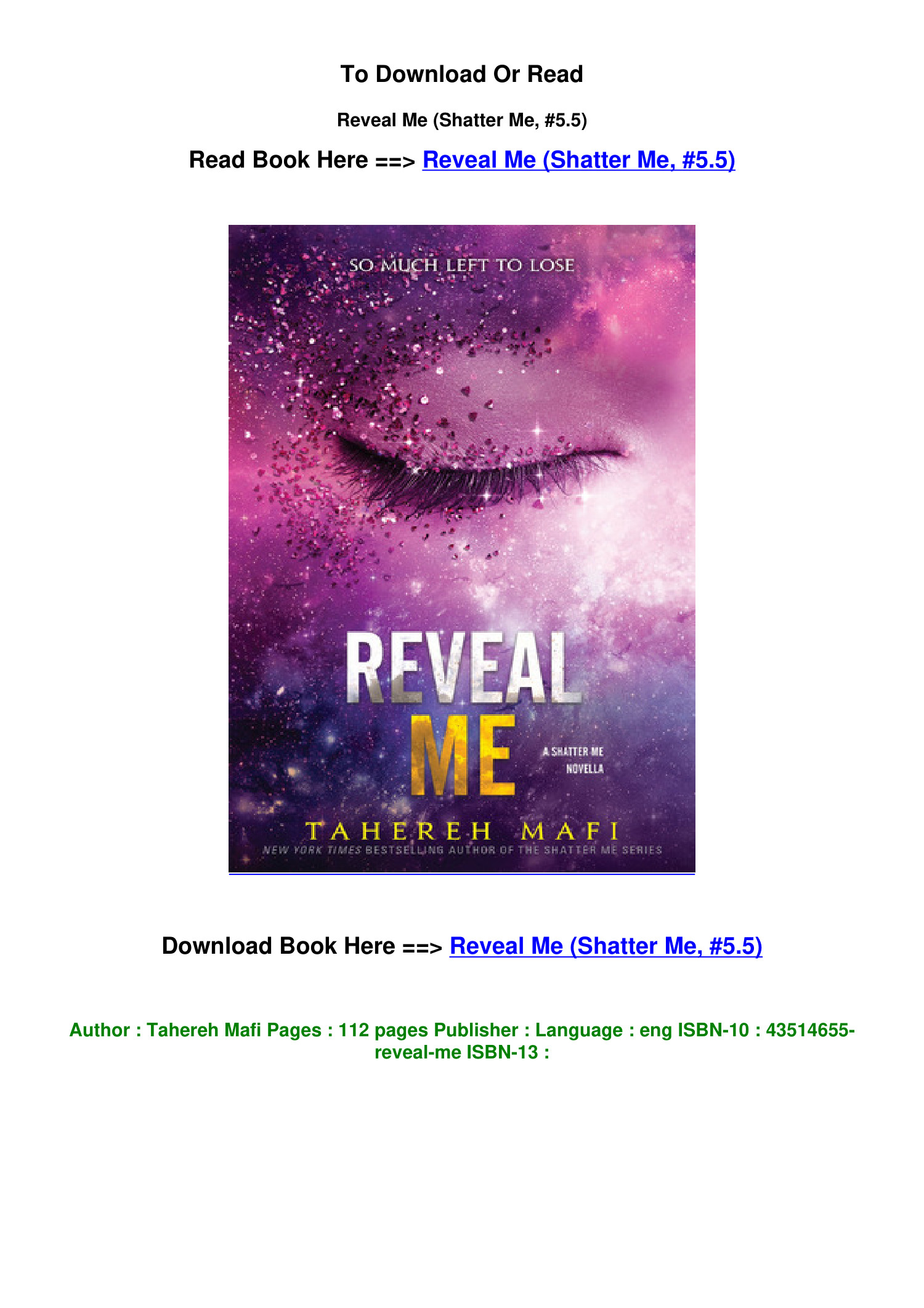 Reveal Me (Shatter Me, #5.5) by Tahereh Mafi