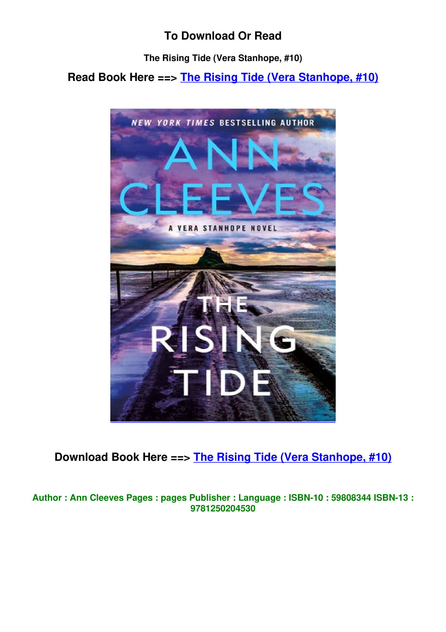 The Rising Tide - (Vera Stanhope) by Ann Cleeves (Hardcover)