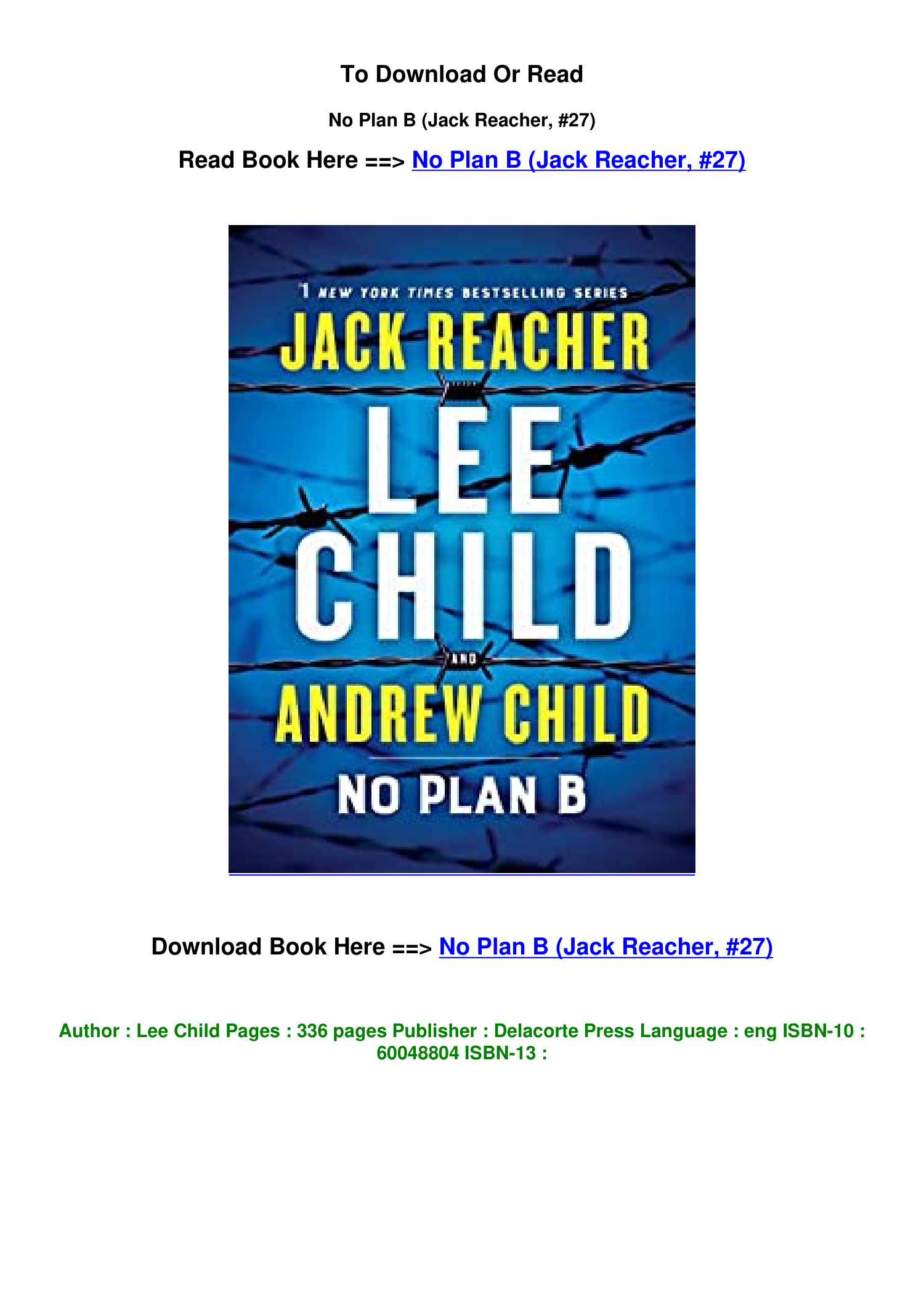 Download PDF No Plan B Jack Reacher 27 By Lee Child.pdf | DocDroid