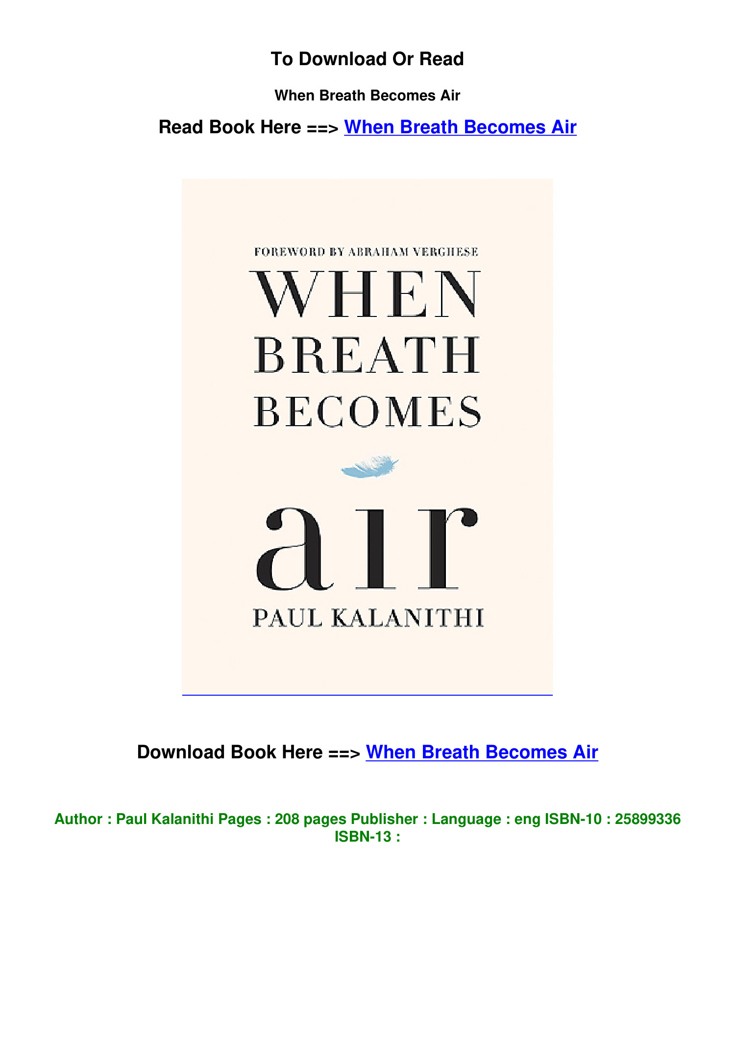 PDF Download When Breath Becomes Air by Paul Kalanithi.pdf | DocDroid