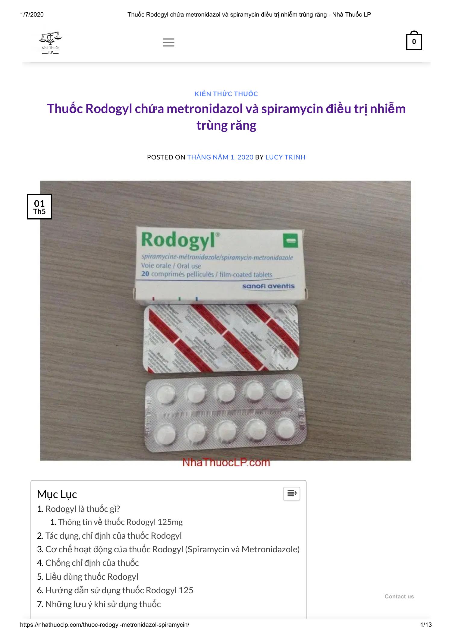 Thuoc Rodogyl Chua Metronidazol Va Spiramycin Nha Thuoc Lp Pdf Docdroid