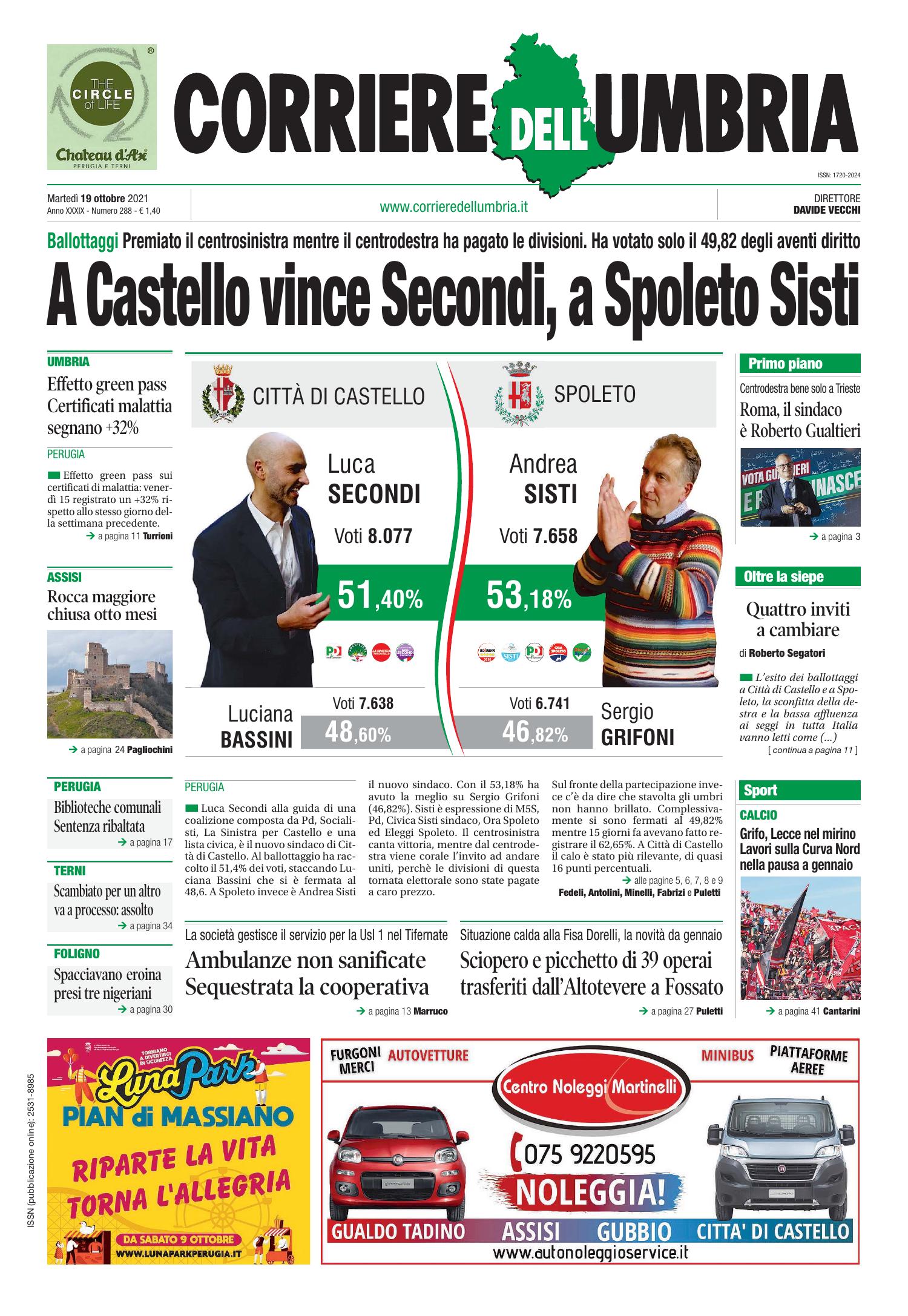 La Rassegna Sampa, Giornali In Pdf Prime Di Copertina Del 19 Ottobre ...