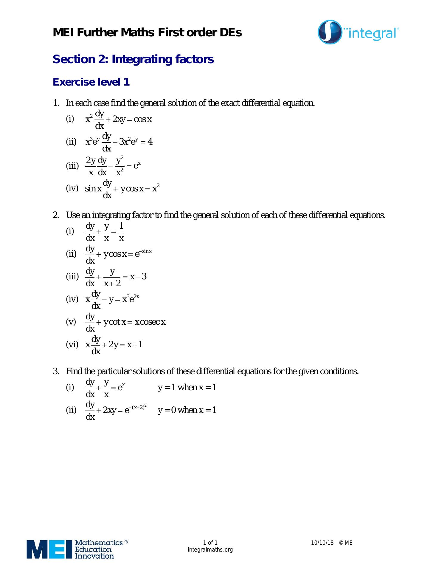 Exact Differential Equations Level 1.pdf | DocDroid