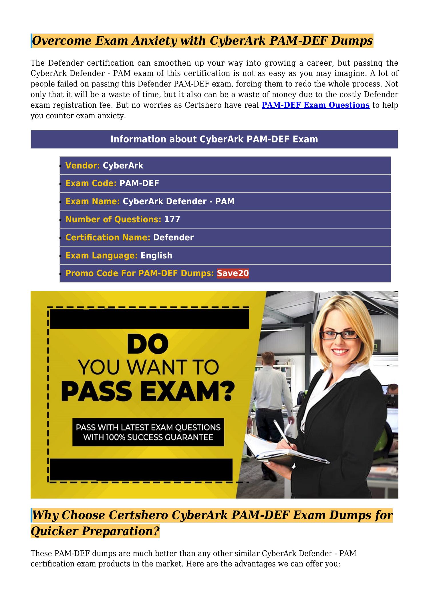 New PAM-DEF Exam Discount