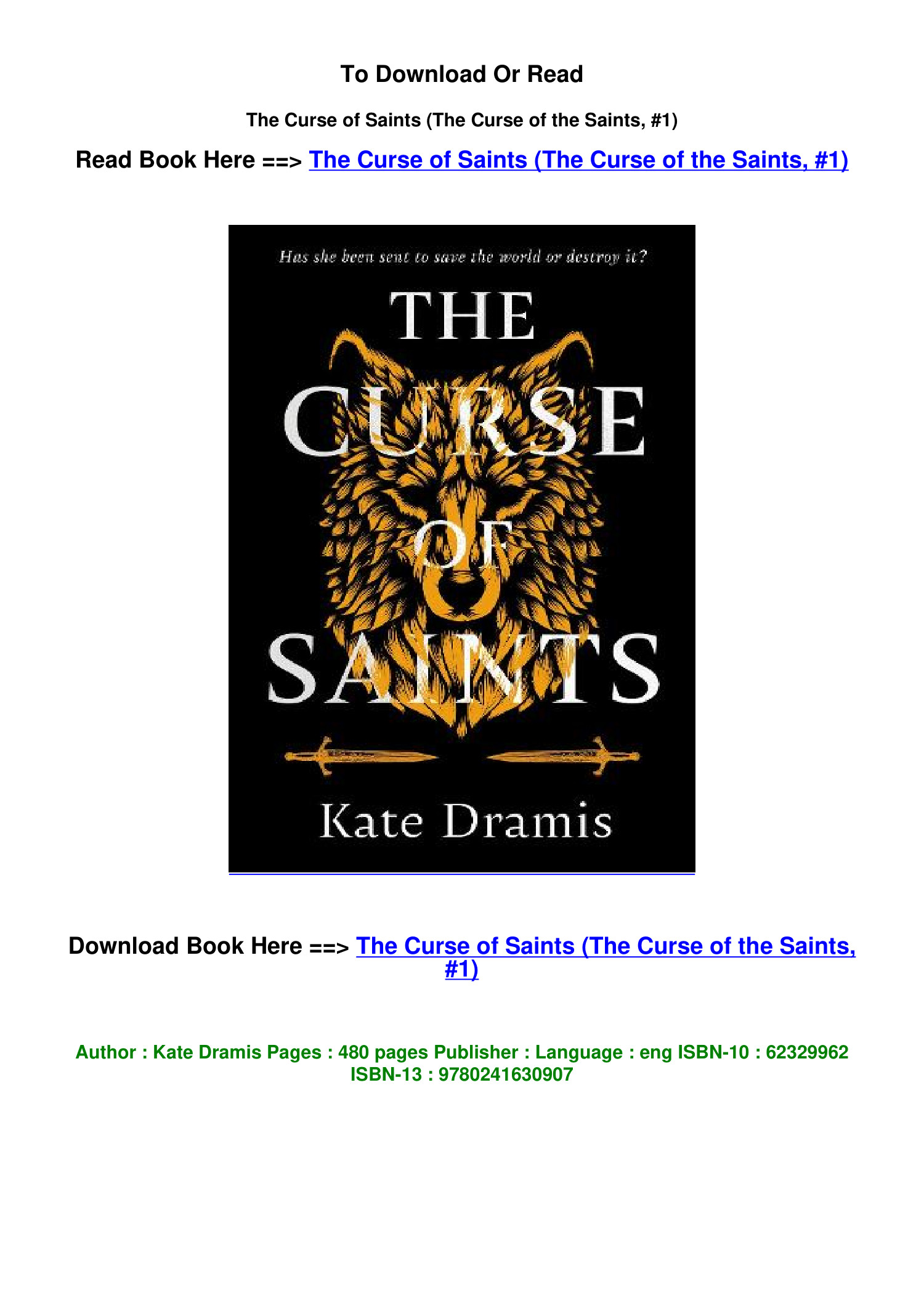 The Curse of Saints (The Curse of the Saints, #1) by Kate Dramis