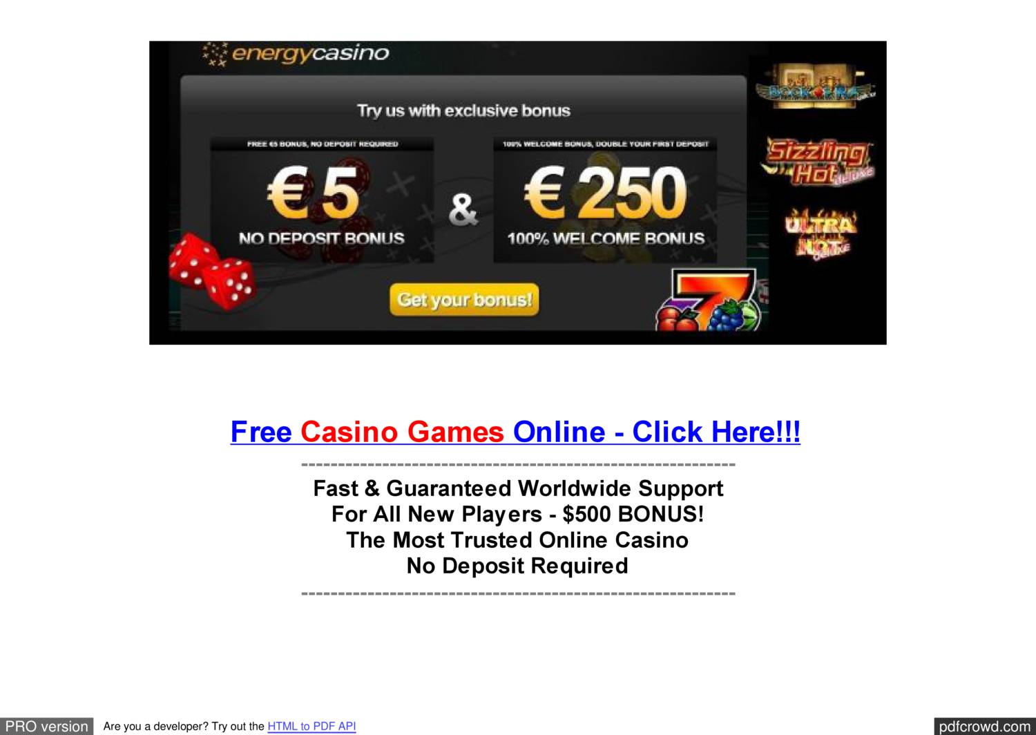casino free deposit bonus codes