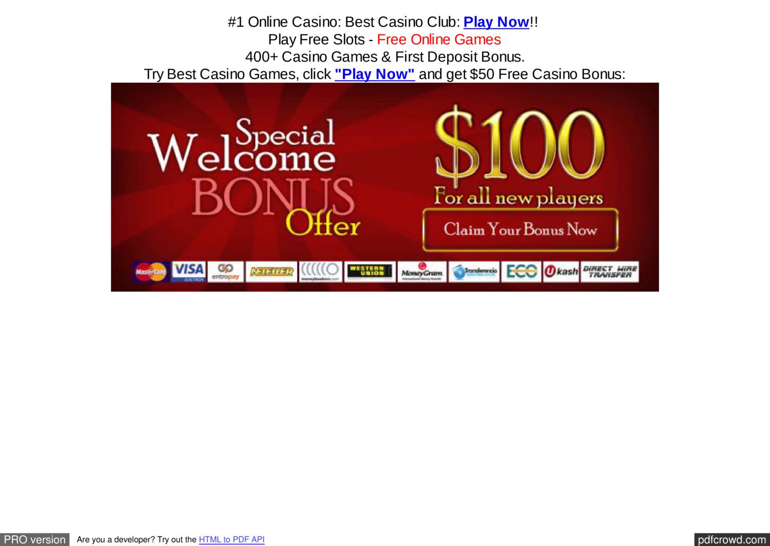 Best bonus casino deposit first online